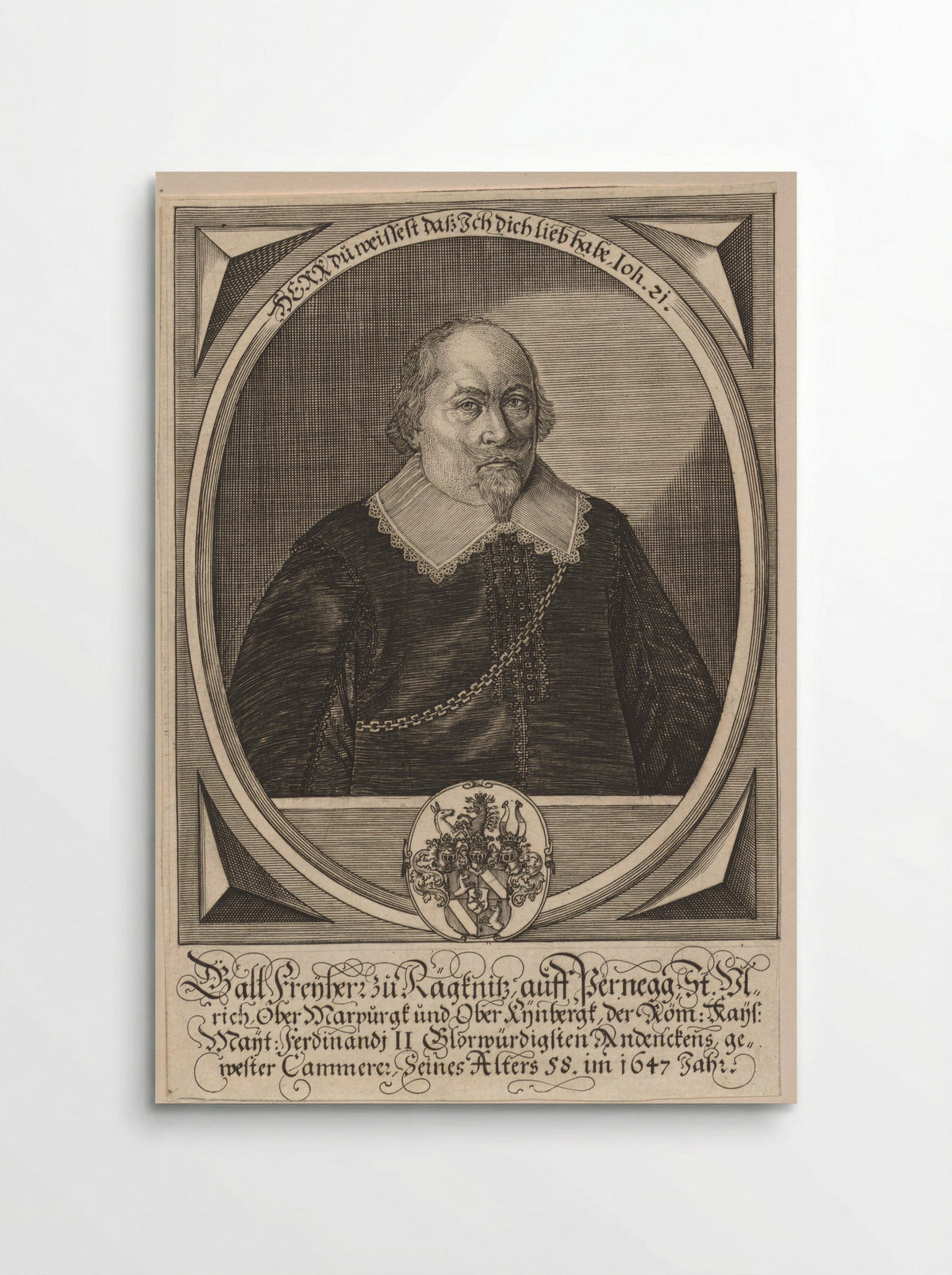 Portret van Gallus Wilhelm Freiherr von Racknitz - Johann Pfann - Poster