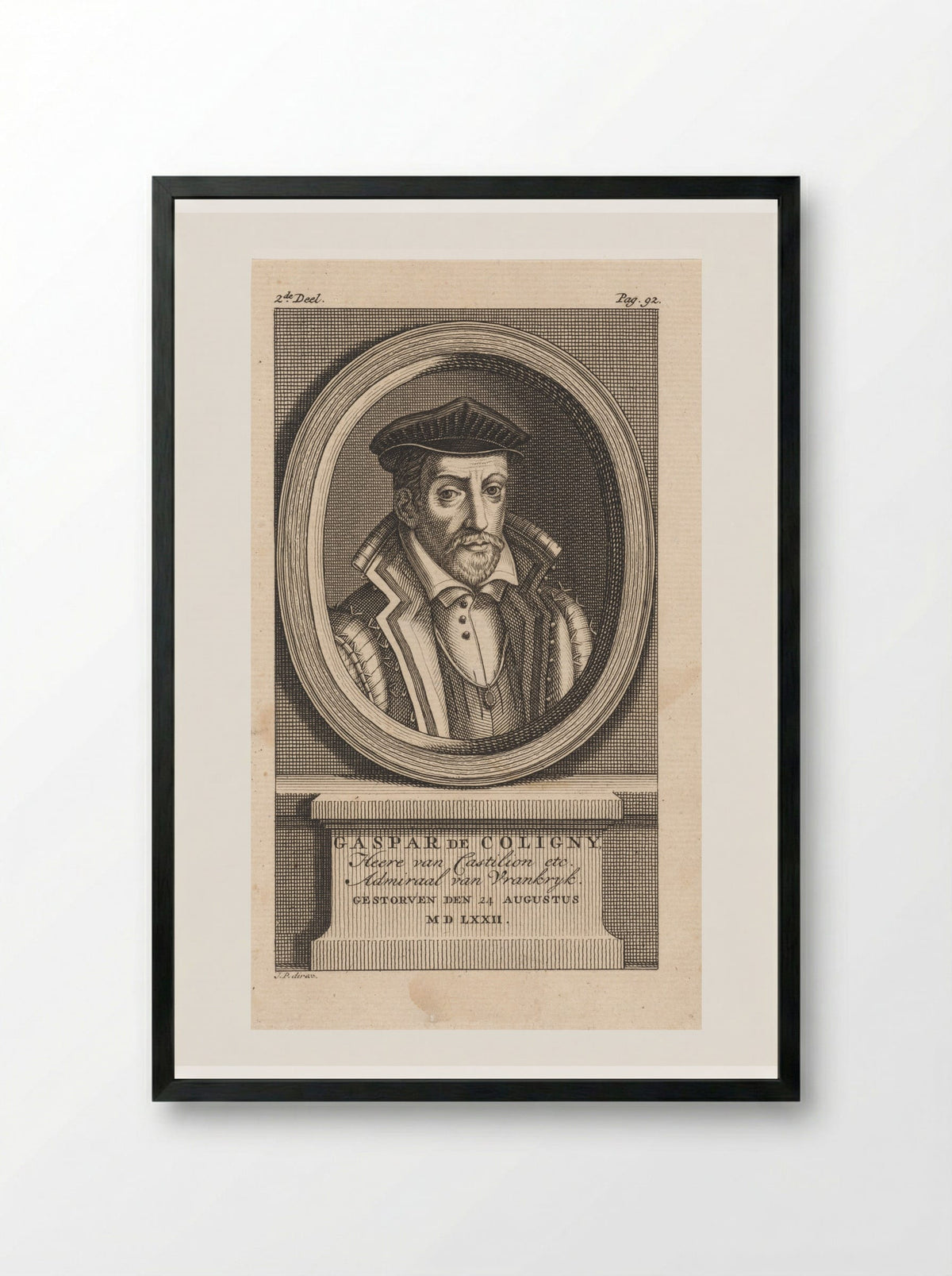 Portret van Gaspard de Coligny - Jan Punt - Framed Print Black