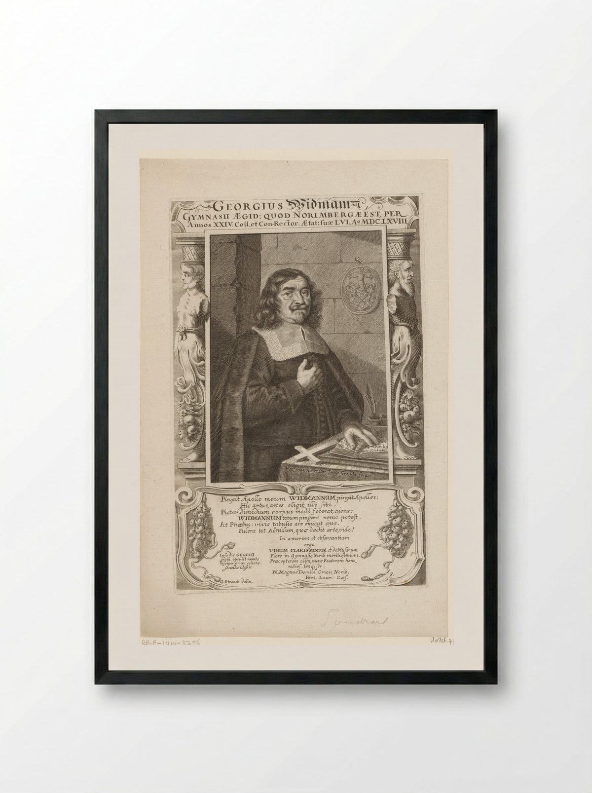 Portret van Georg Widmann - Johann Alexander Böner - Framed Print Black