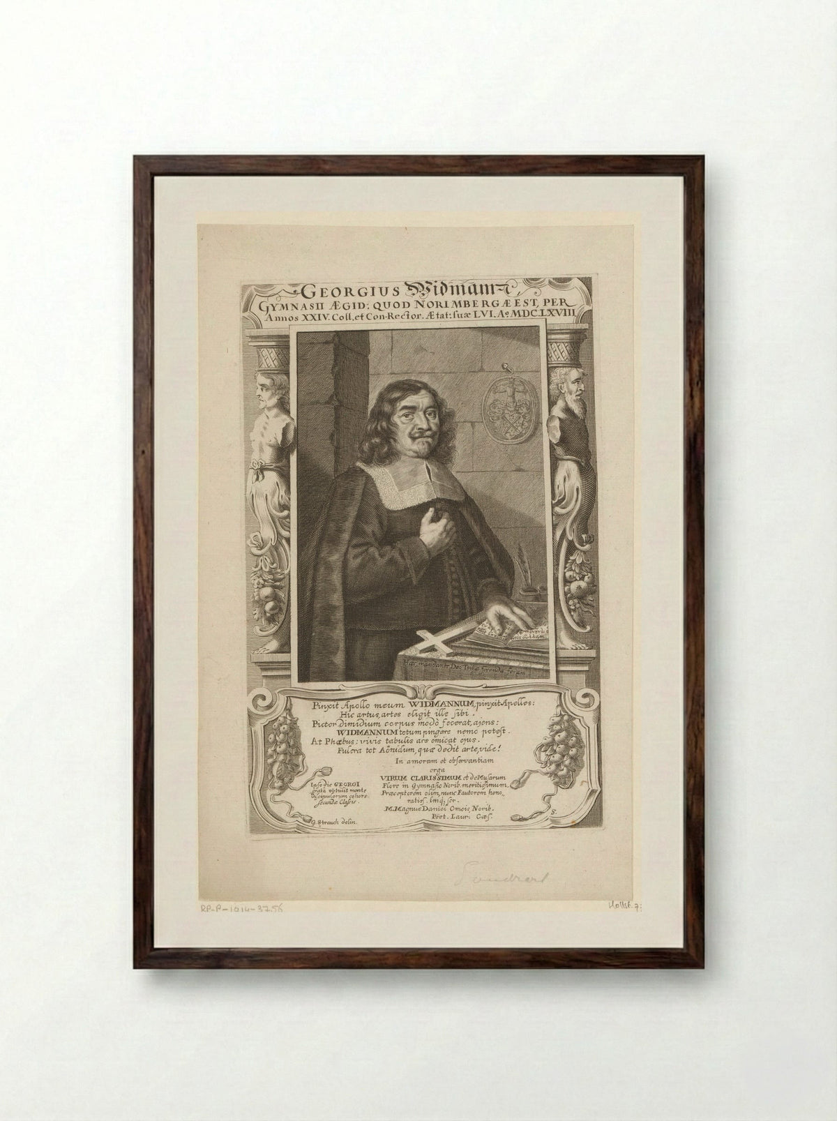 Portret van Georg Widmann - Johann Alexander Böner - Framed Print Dark Wood