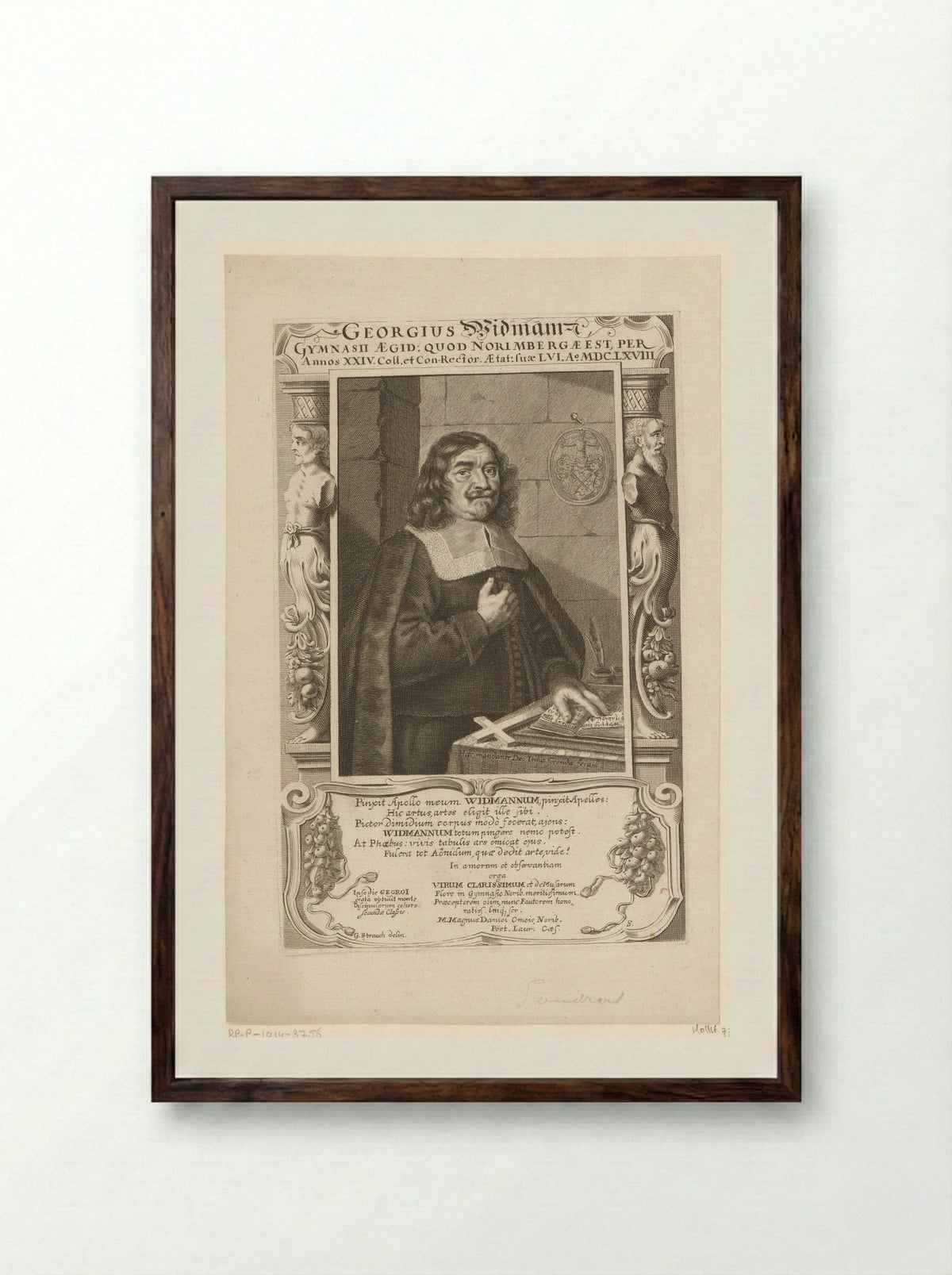 Portret van Georg Widmann - Johann Alexander Böner - Framed Print Dark Wood