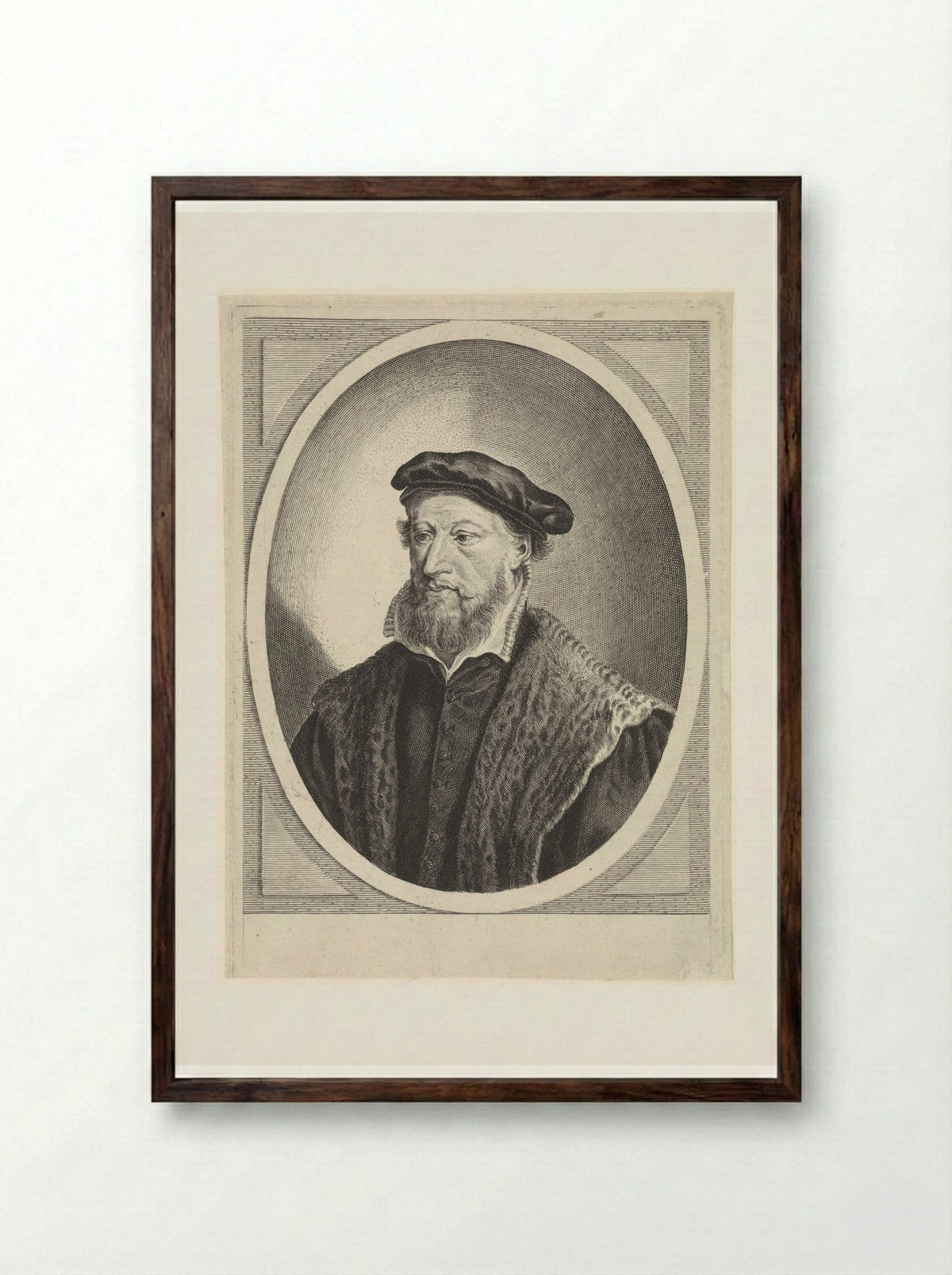 Portret van Gerardus Amelisz. van Hoogeveen - Theodor Matham - Framed Print Dark Wood