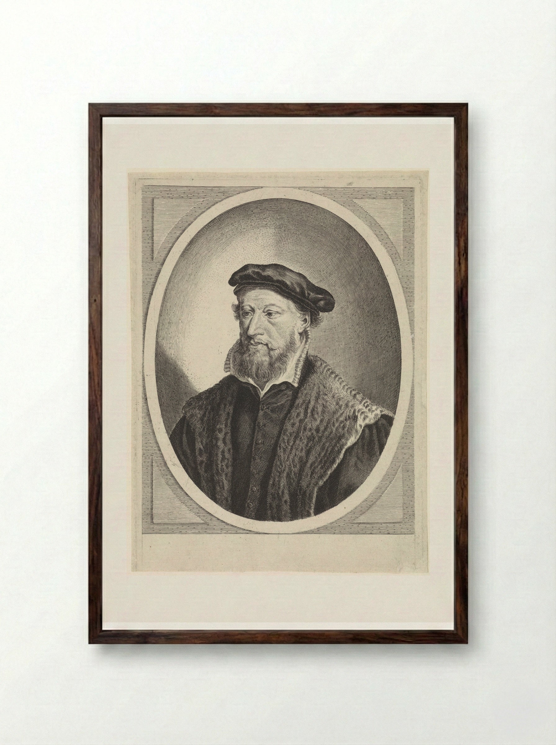 Portret van Gerardus Amelisz. van Hoogeveen - Theodor Matham - Framed Print Dark Wood