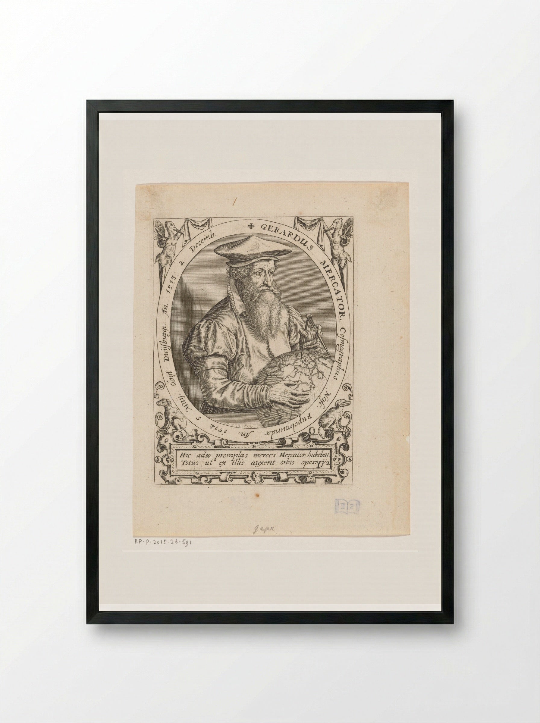 Portret van Gerardus Mercator - Johann Theodor de Bry - Framed Print Black