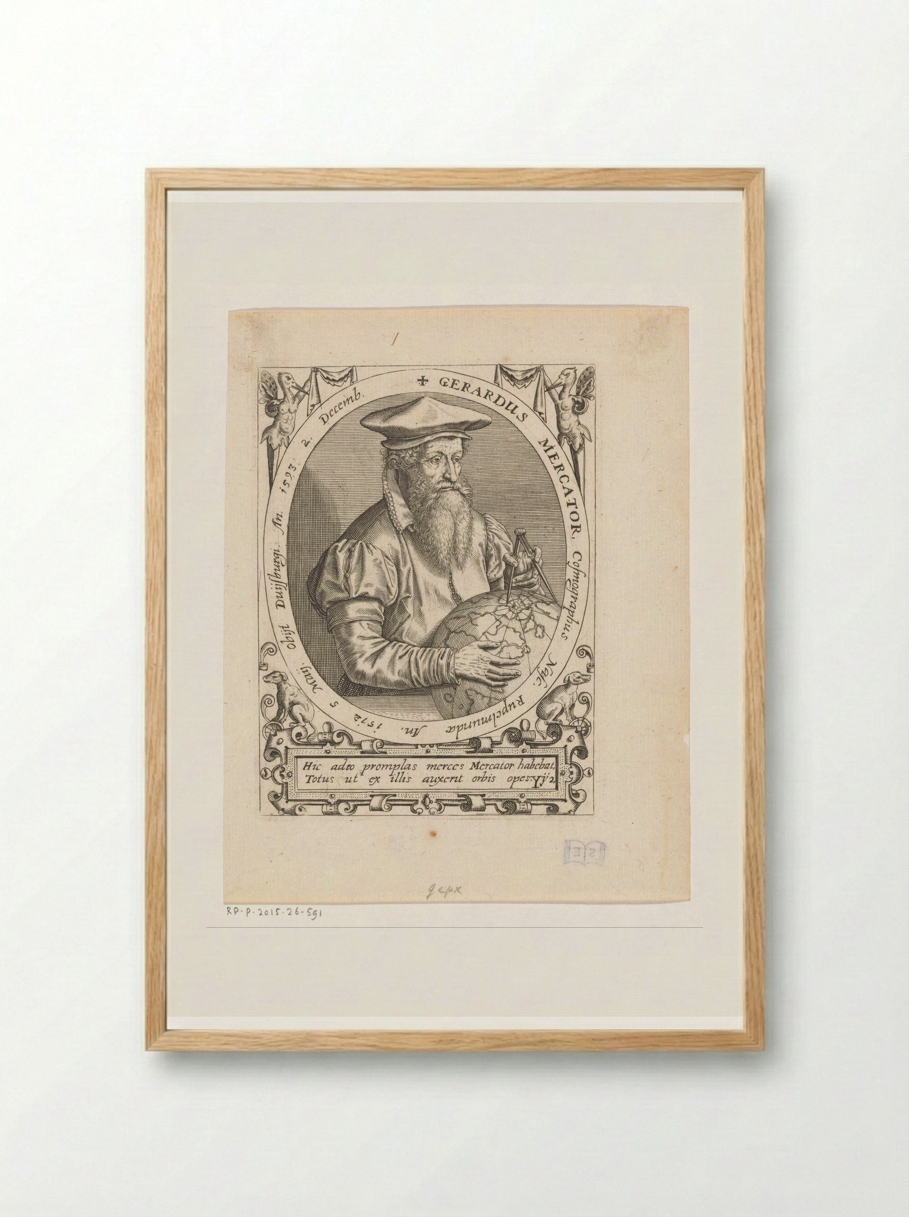Portret van Gerardus Mercator - Johann Theodor de Bry - Framed Print Wood