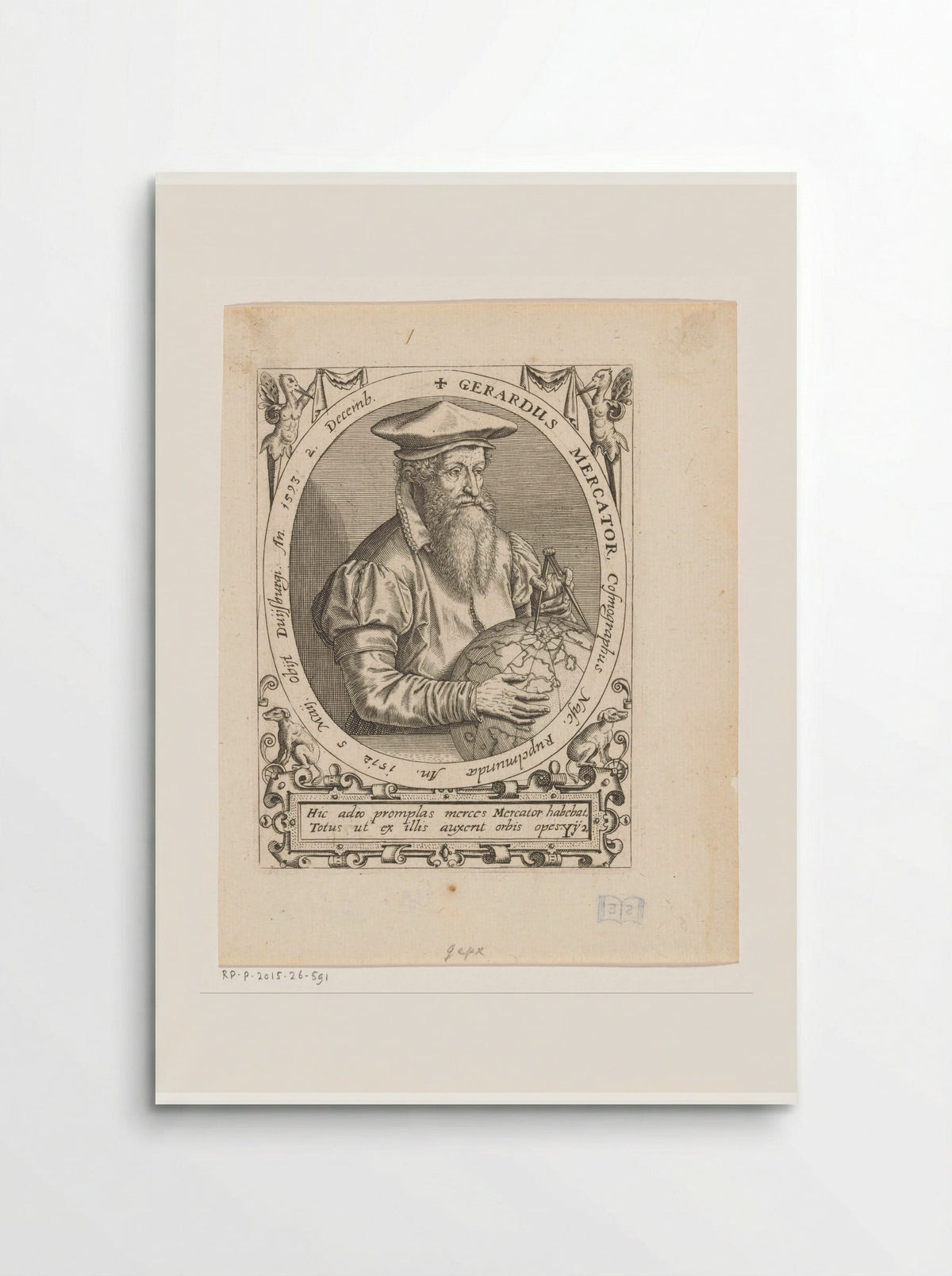 Portret van Gerardus Mercator - Johann Theodor de Bry - Poster