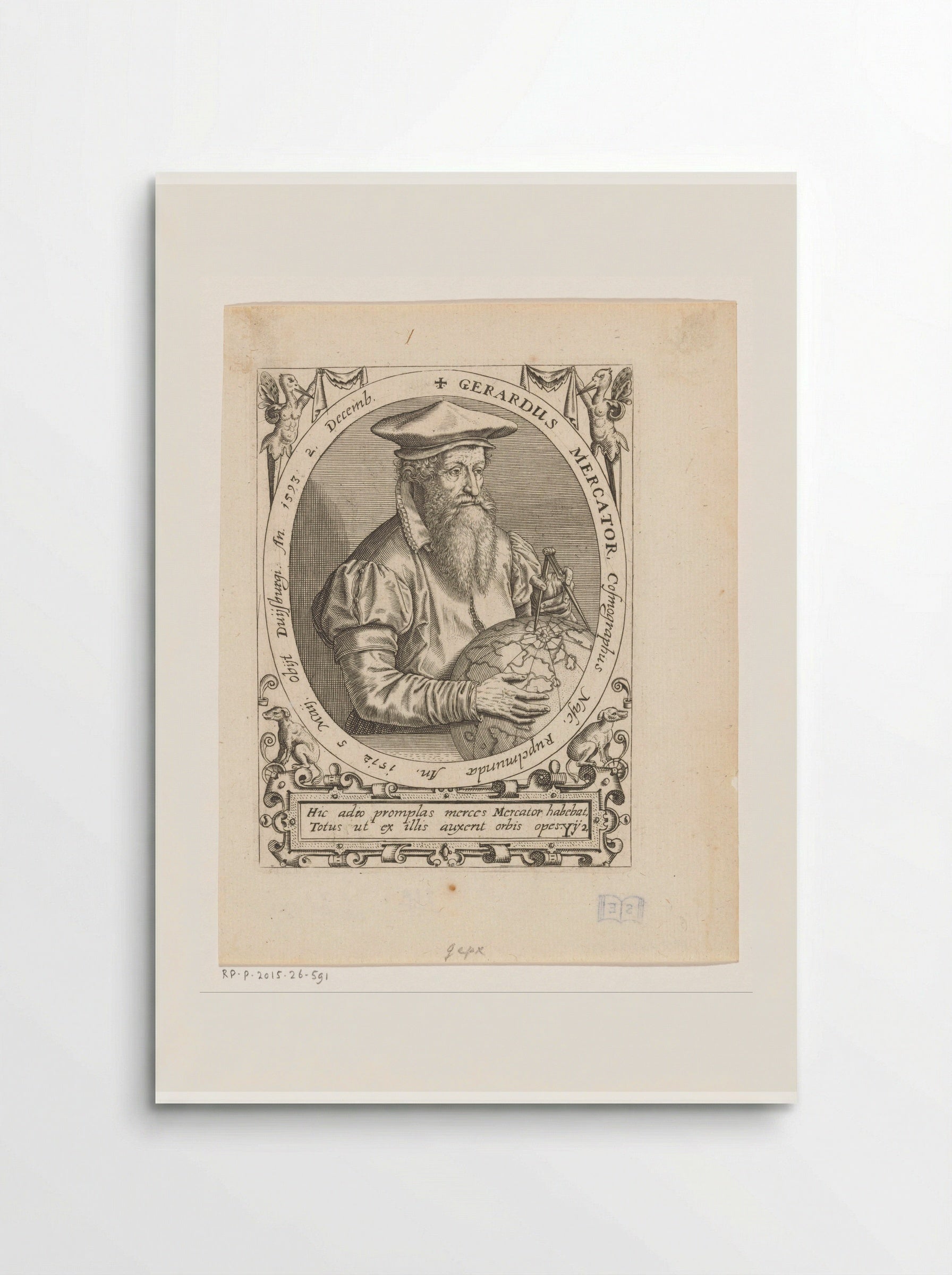 Portret van Gerardus Mercator - Johann Theodor de Bry - Poster