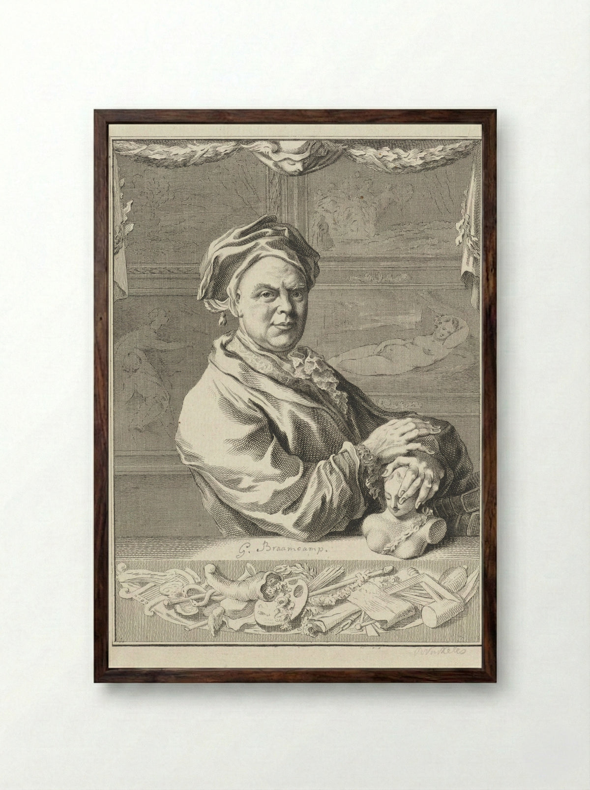 Portret van Gerrit Braamcamp - Reinier Vinkeles (I) - Framed Print Dark Wood