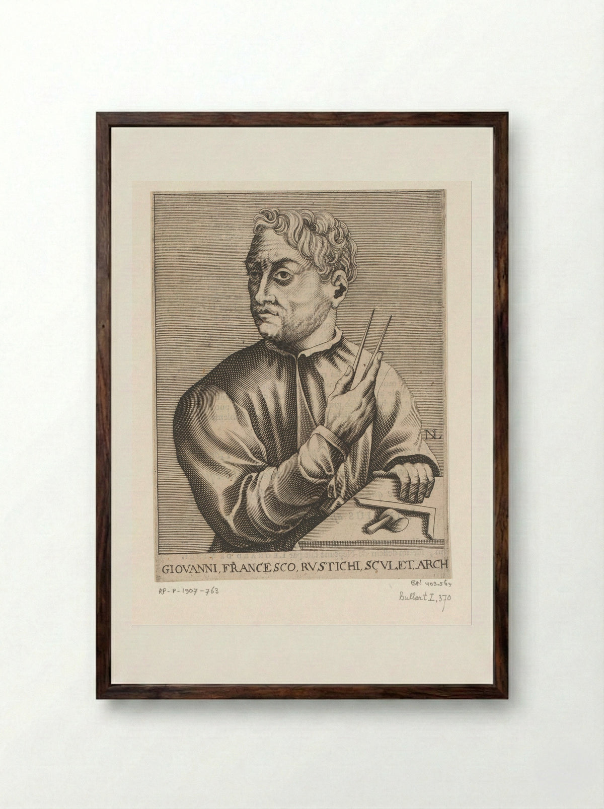 Portret van Gianfrancesco Rustici - François Foppens - Framed Print Dark Wood