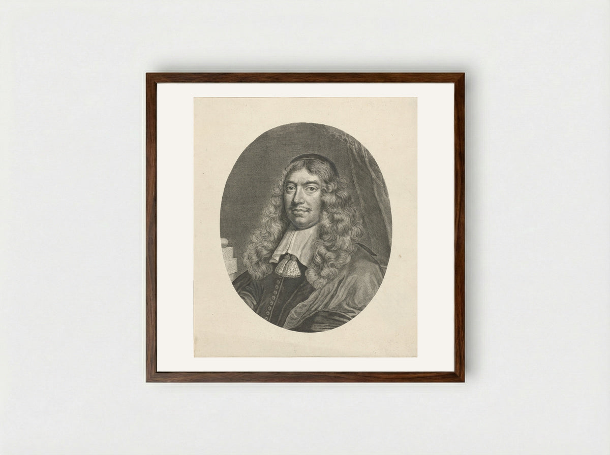 Portret van Gillis Valckenier op 50-jarige leeftijd - Theodor Matham - Framed Print Dark Wood