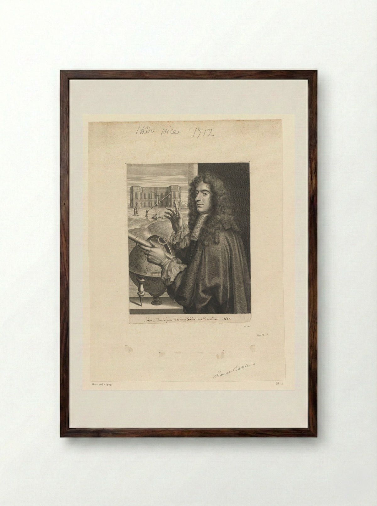 Portret van Giovanni Domenico Cassini - Louis Cossin - Framed Print Dark Wood