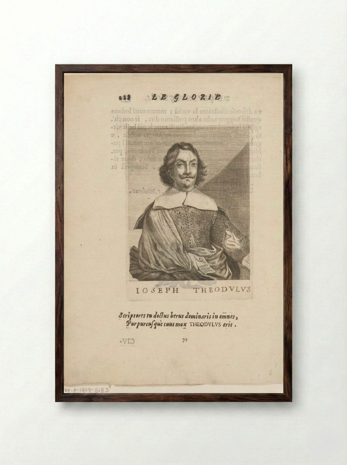 Portret van Giuseppe Teodoli - Francesco Valvasense - Framed Print Dark Wood