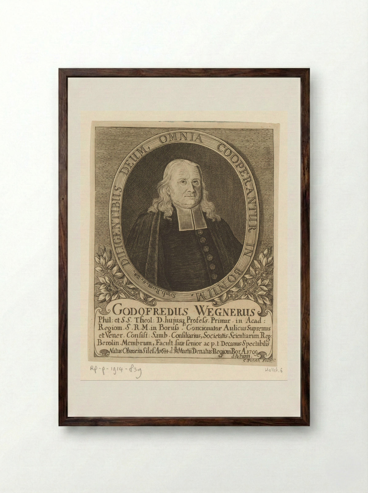 Portret van Gottfried Wegner - Christian Daniel Pietesch - Framed Print Dark Wood
