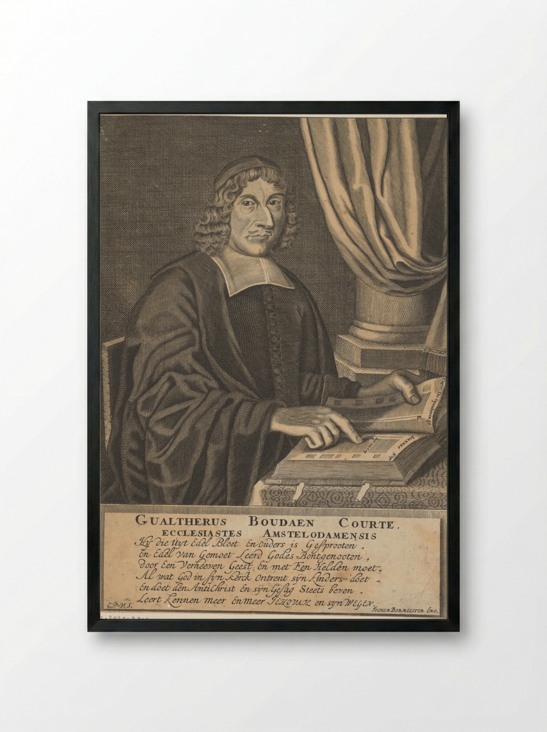 Portret van Gualtherus Boudaen Courten - Jan Veenhuysen - Framed Print Black
