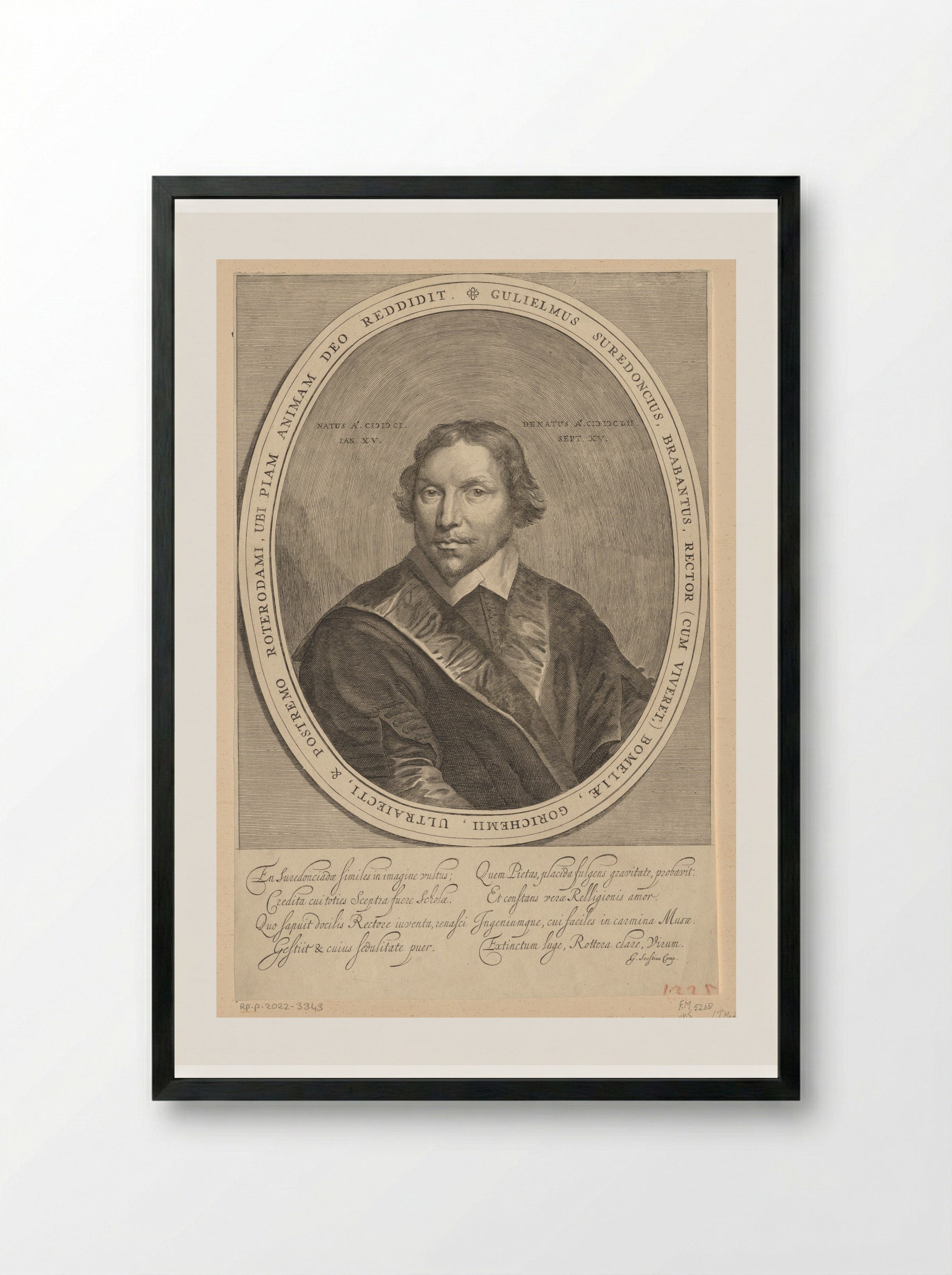 Portret van Guilielmus Surendonck - Theodor Matham - Framed Print Black