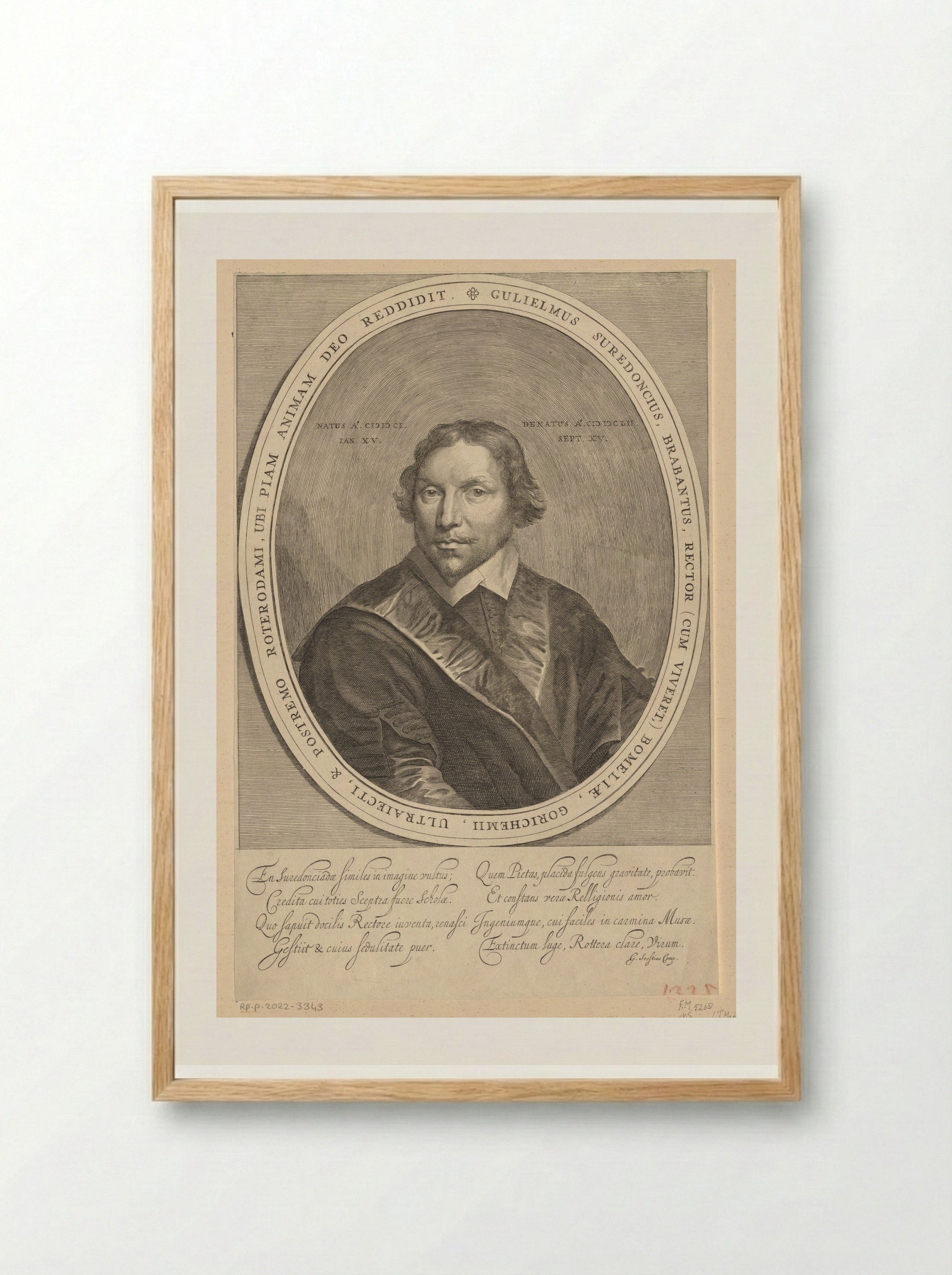 Portret van Guilielmus Surendonck - Theodor Matham - Framed Print Wood