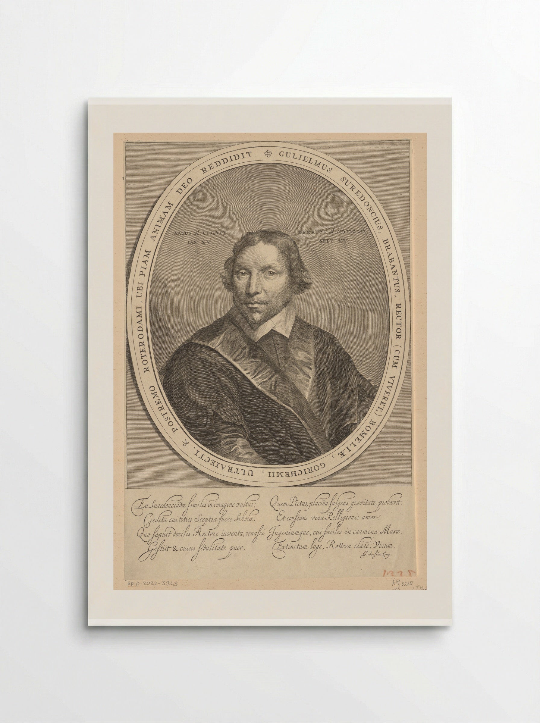 Portret van Guilielmus Surendonck - Theodor Matham - Poster