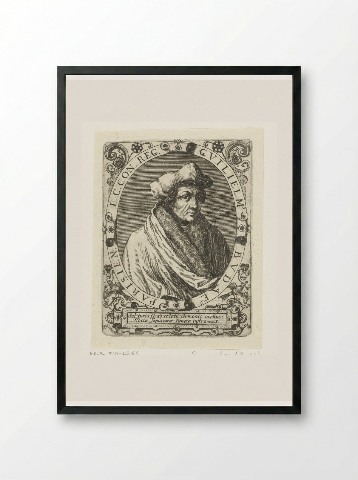 Portret van Guillaume Budé - Theodor de Bry - Framed Print Black