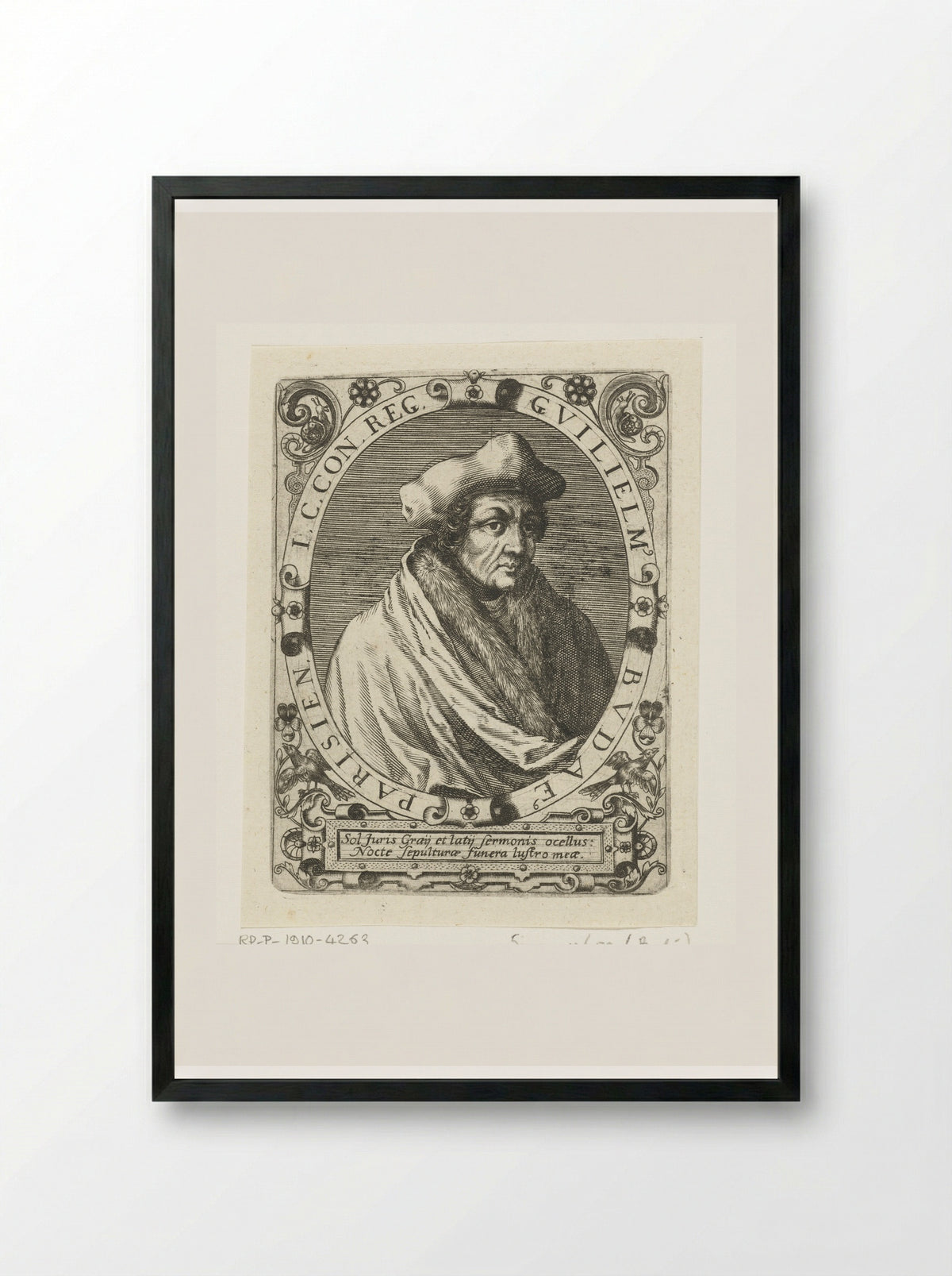 Portret van Guillaume Budé - Theodor de Bry - Framed Print Black