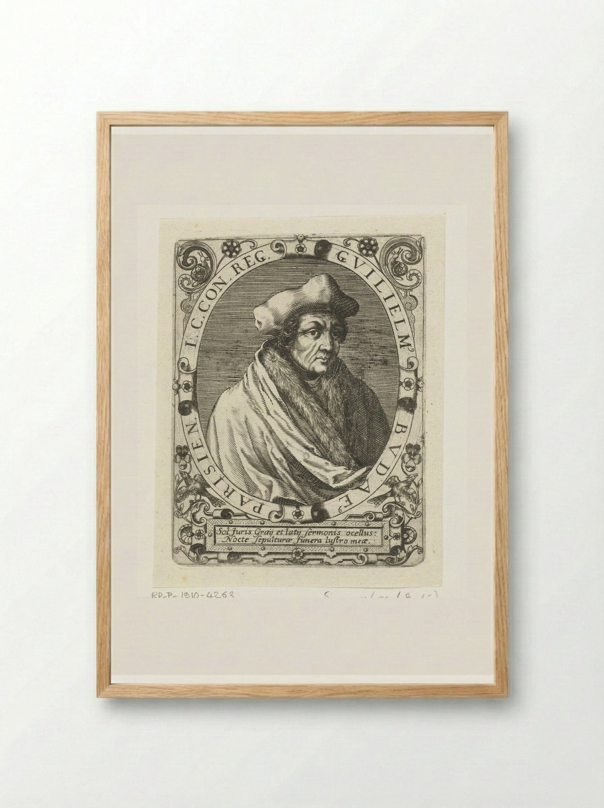 Portret van Guillaume Budé - Theodor de Bry - Framed Print Wood