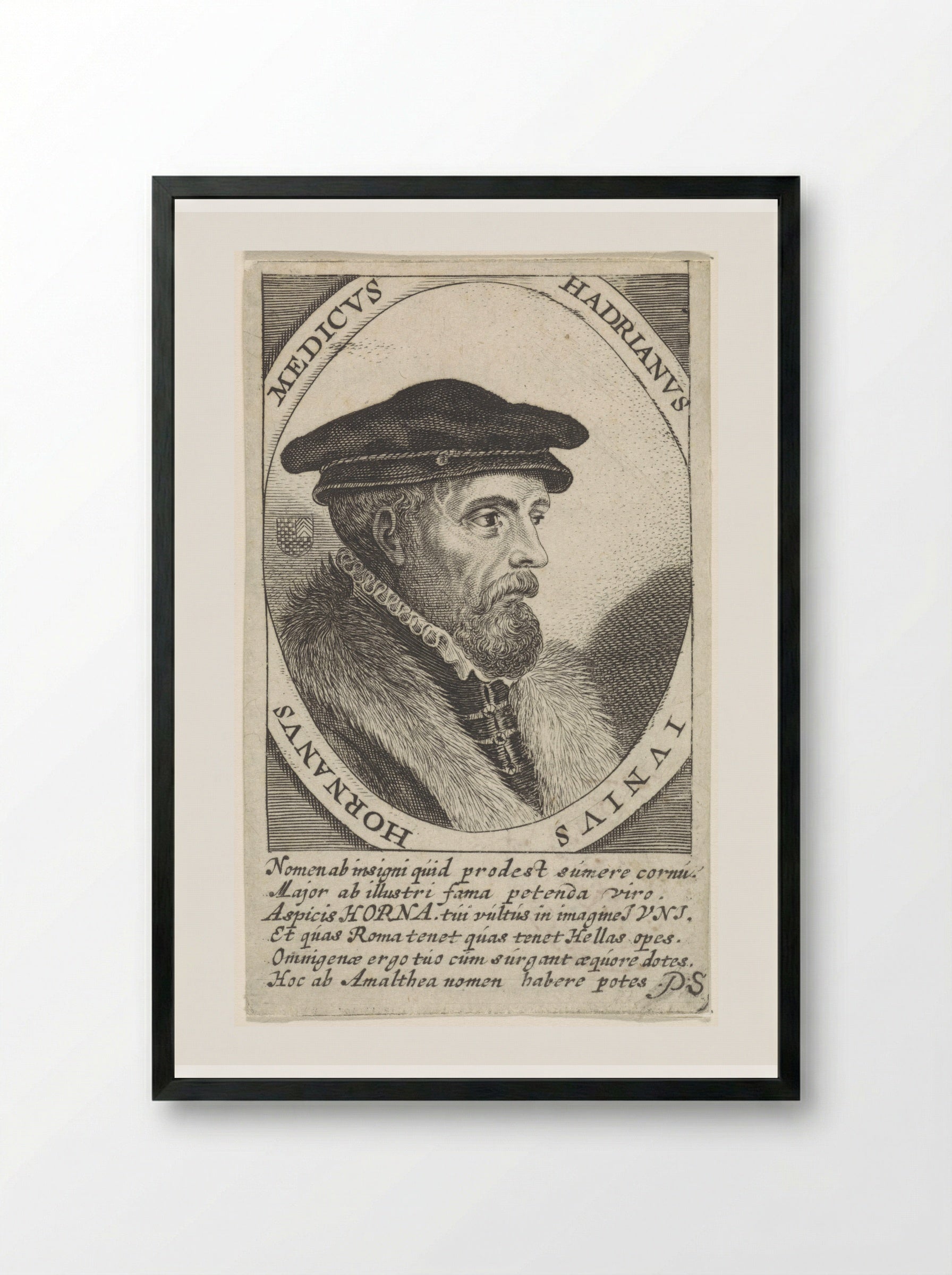 Portret van Hadrianus Junius - Theodor Matham - Framed Print Black