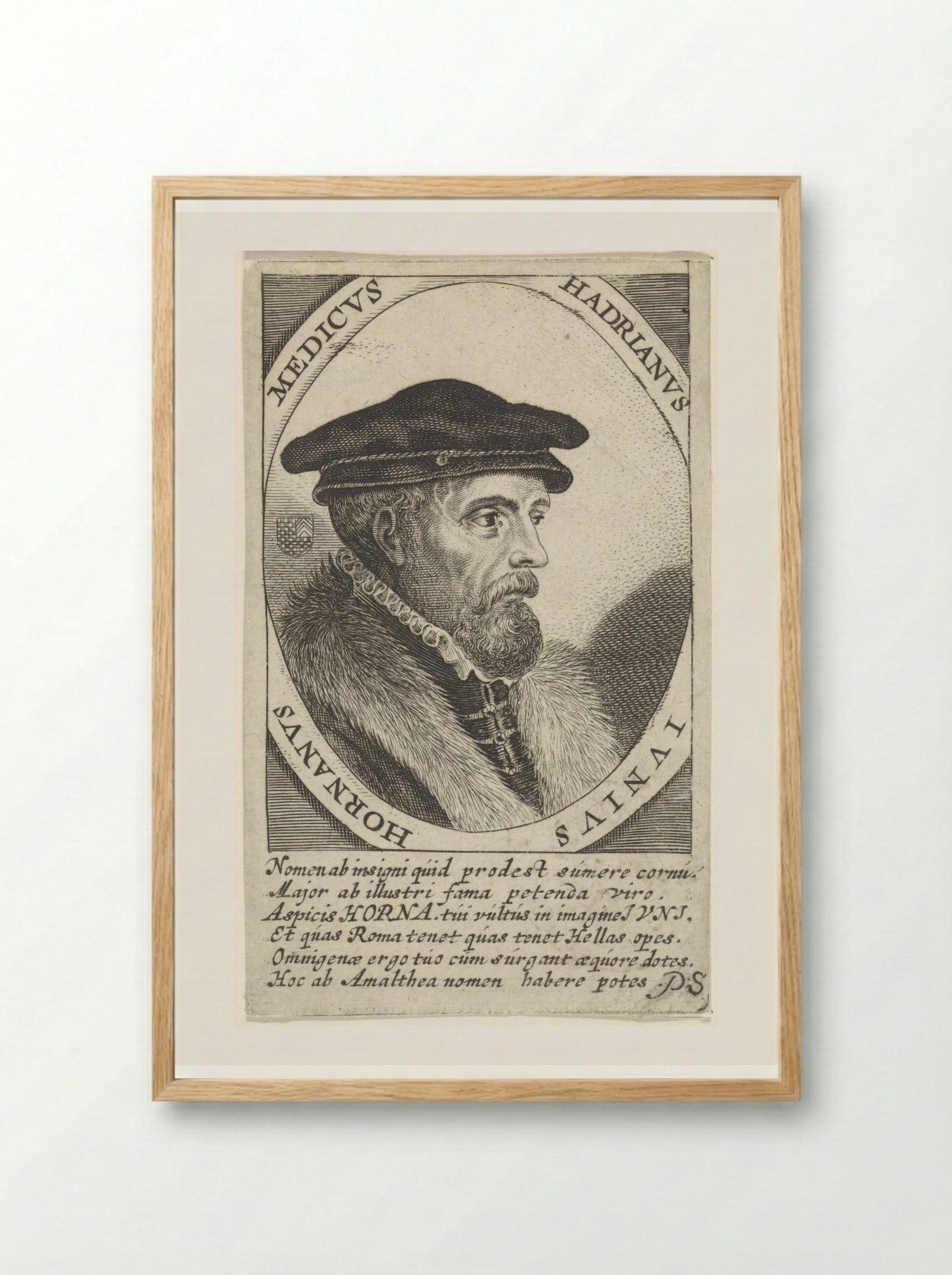 Portret van Hadrianus Junius - Theodor Matham - Framed Print Wood