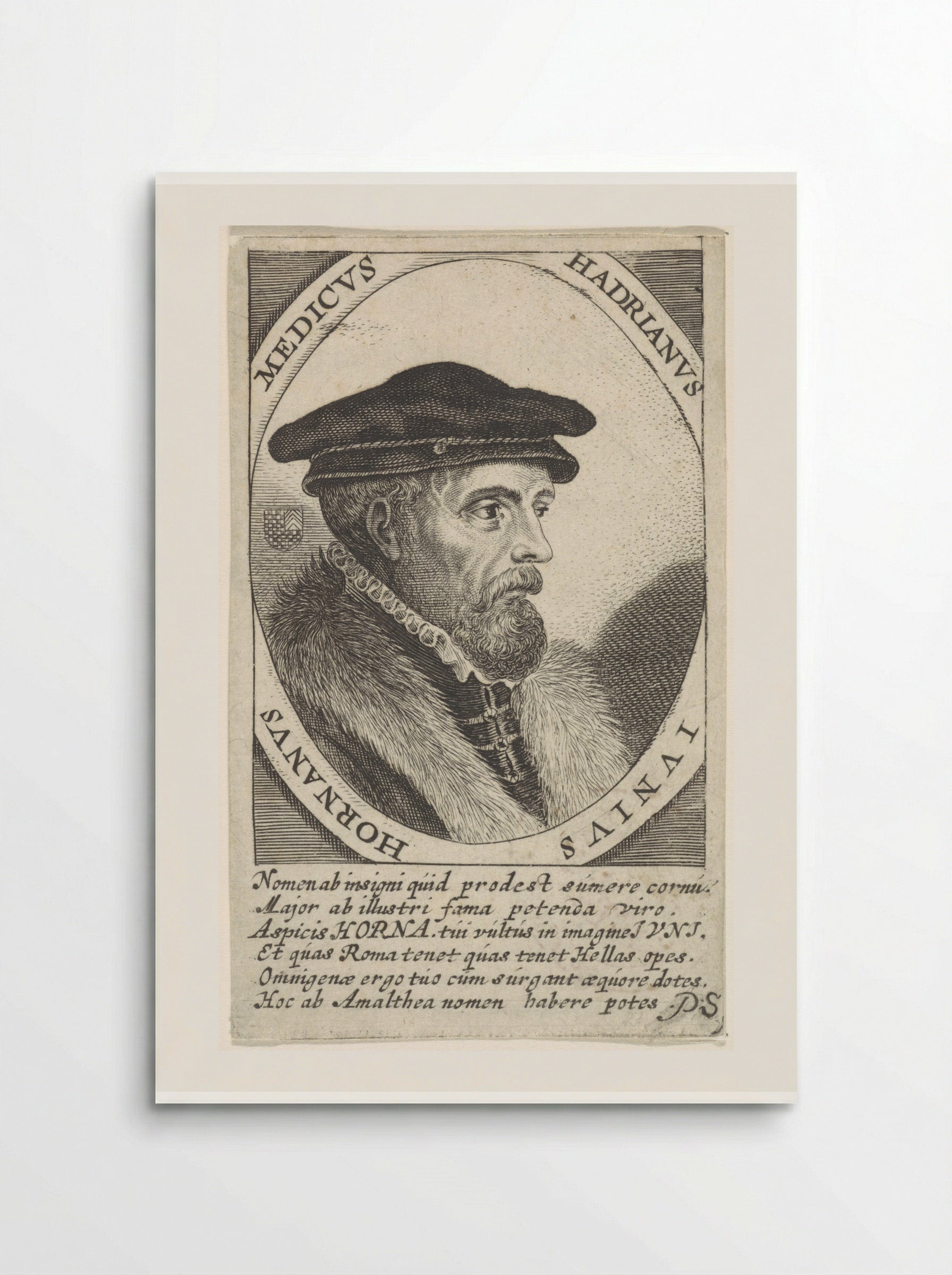 Portret van Hadrianus Junius - Theodor Matham - Poster