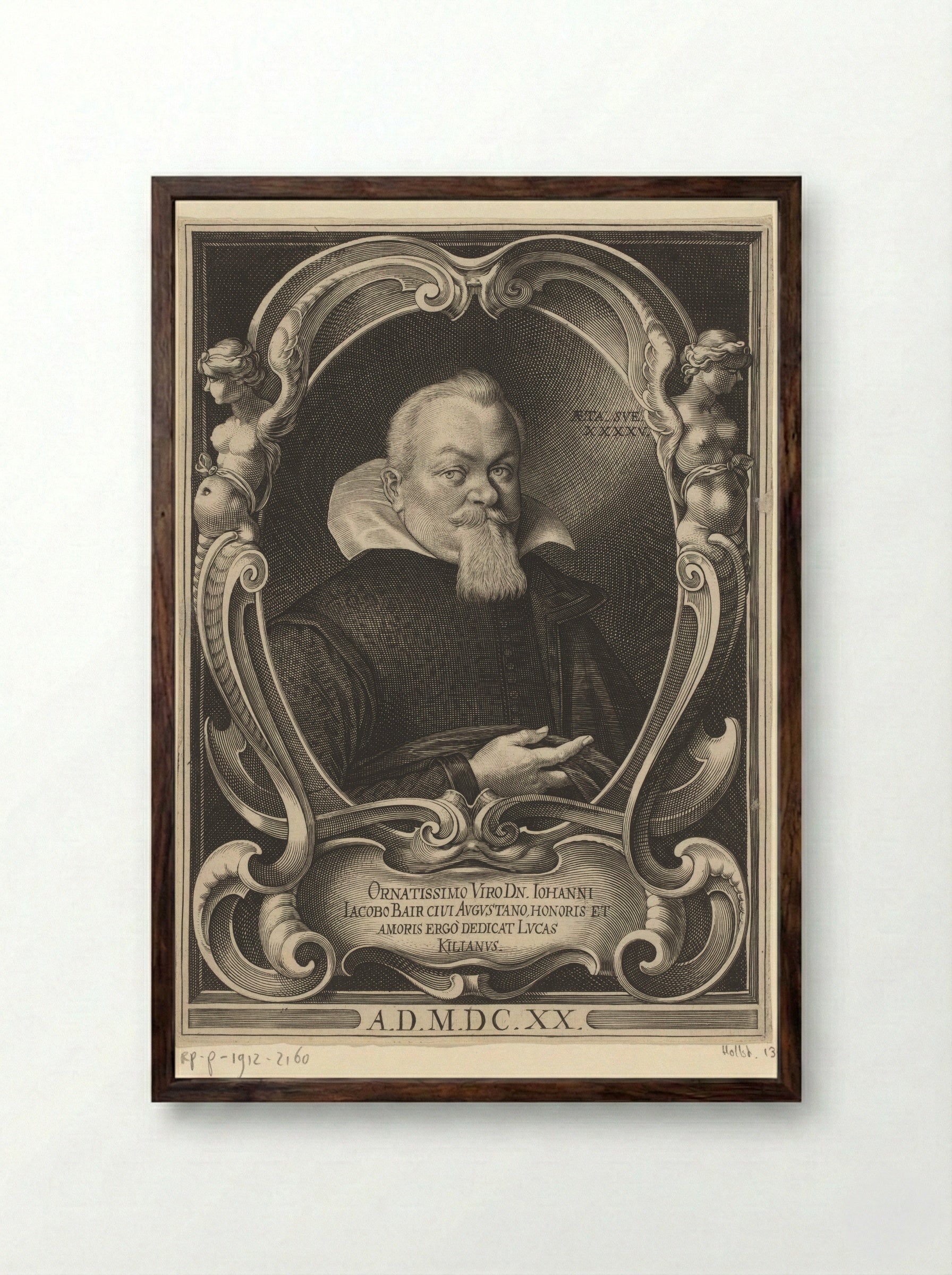 Portret van Hans Jacob Bair op 45-jarige leeftijd - Lucas Kilian - Framed Print Dark Wood