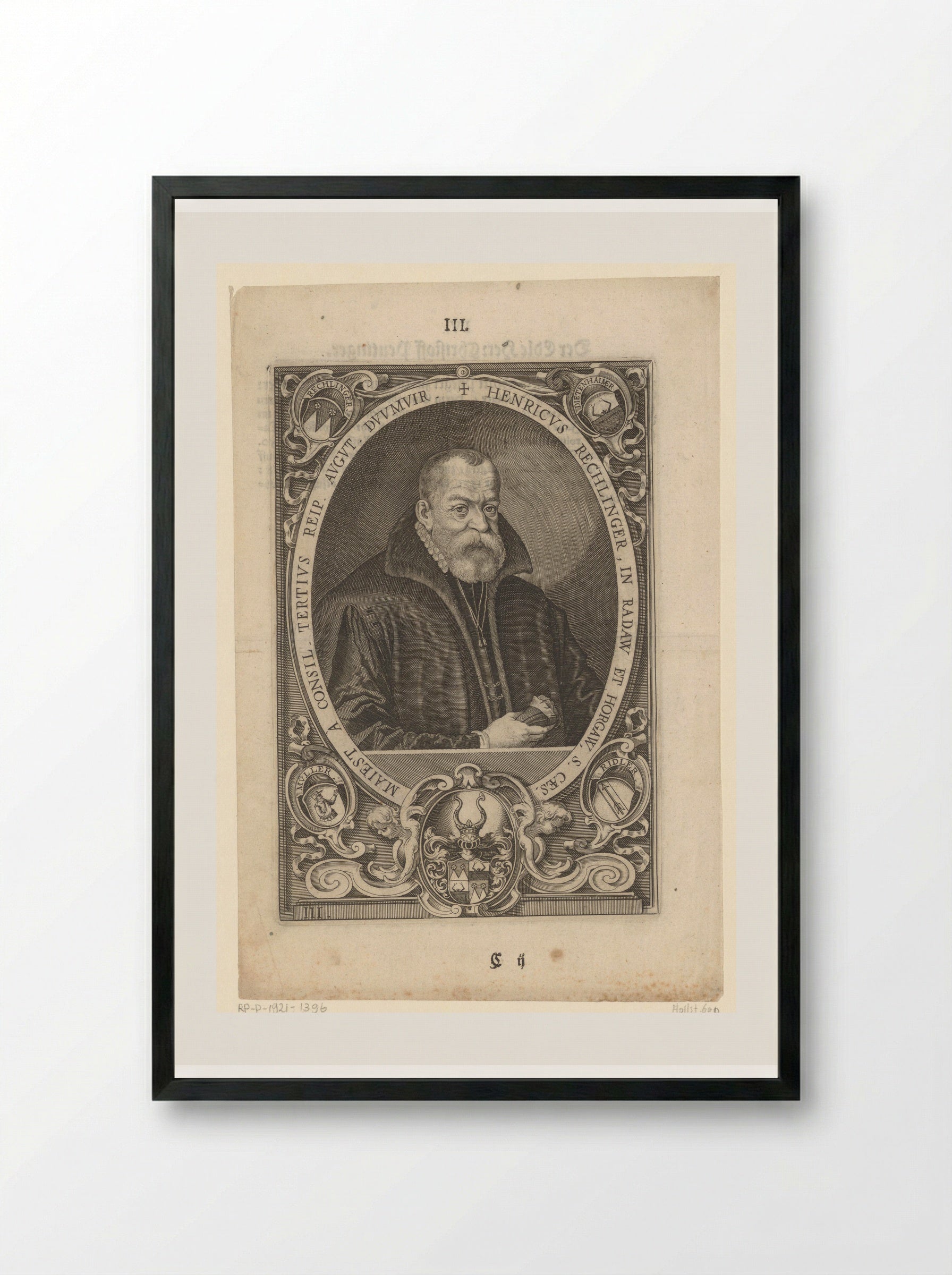 Portret van Heinrich Rehlinger - Lucas Kilian - Framed Print Black