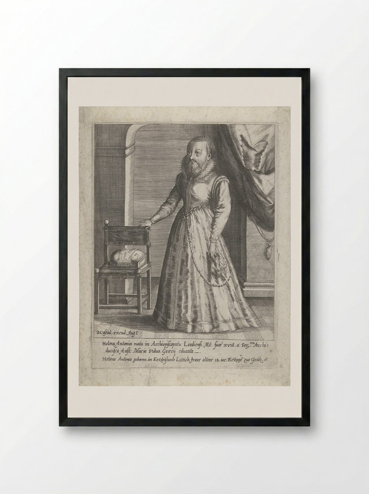 Portret van Helena Antonia, op 18-jarige leeftijd, met baard - Dominicus Custos - Framed Print Black