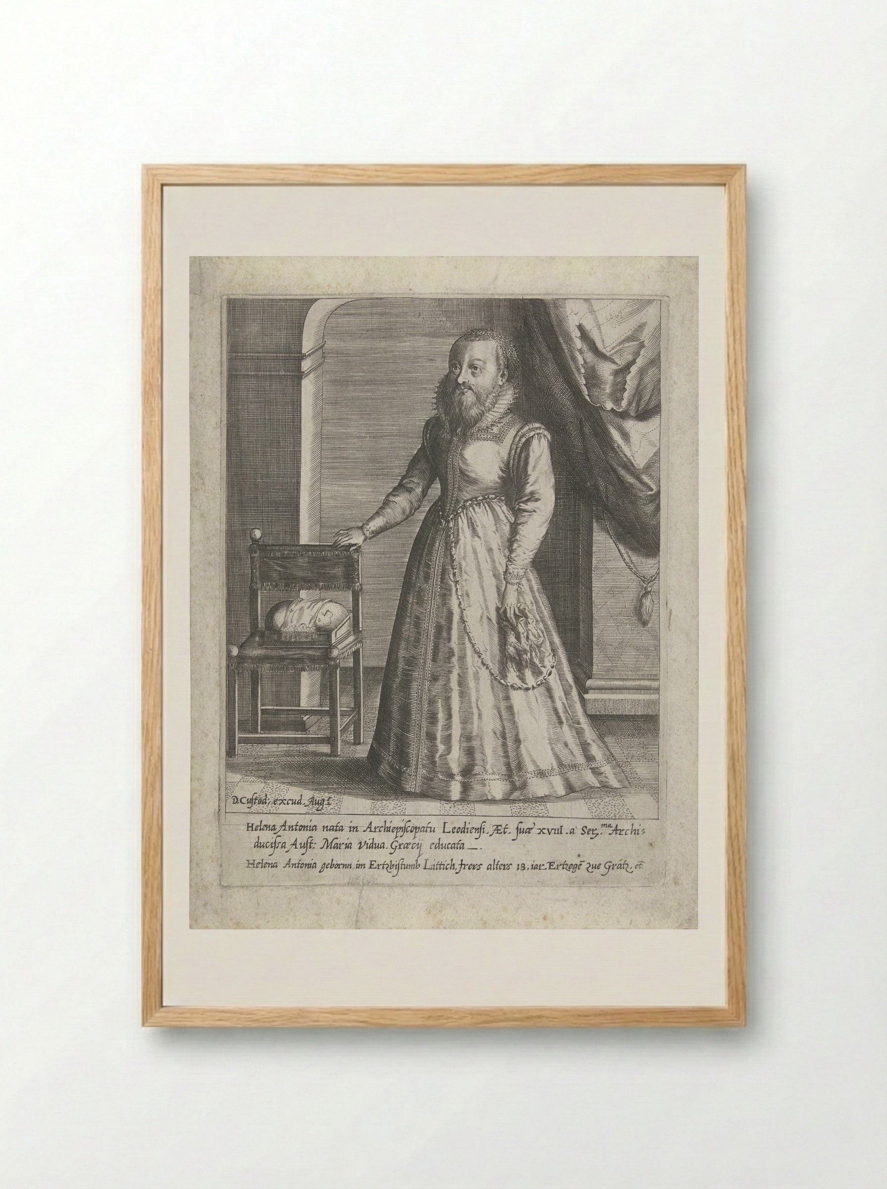 Portret van Helena Antonia, op 18-jarige leeftijd, met baard - Dominicus Custos - Framed Print Wood