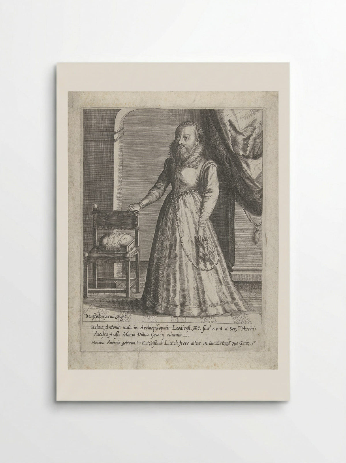 Portret van Helena Antonia, op 18-jarige leeftijd, met baard - Dominicus Custos - Poster