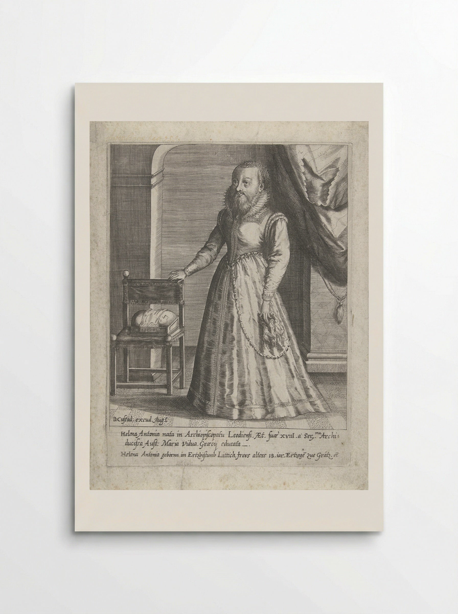 Portret van Helena Antonia, op 18-jarige leeftijd, met baard - Dominicus Custos - Poster