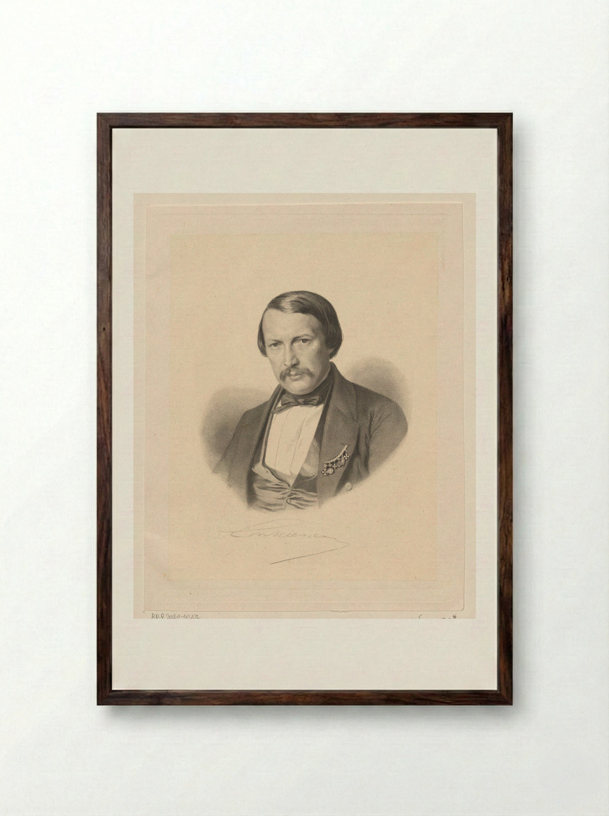 Portret van Hendrik Conscience - Joseph Franck - Framed Print Dark Wood