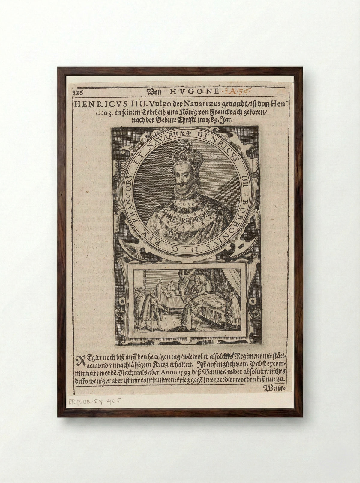 Portret van Hendrik IV, koning van Frankrijk en Navarra - Johann Bussemacher - Framed Print Dark Wood