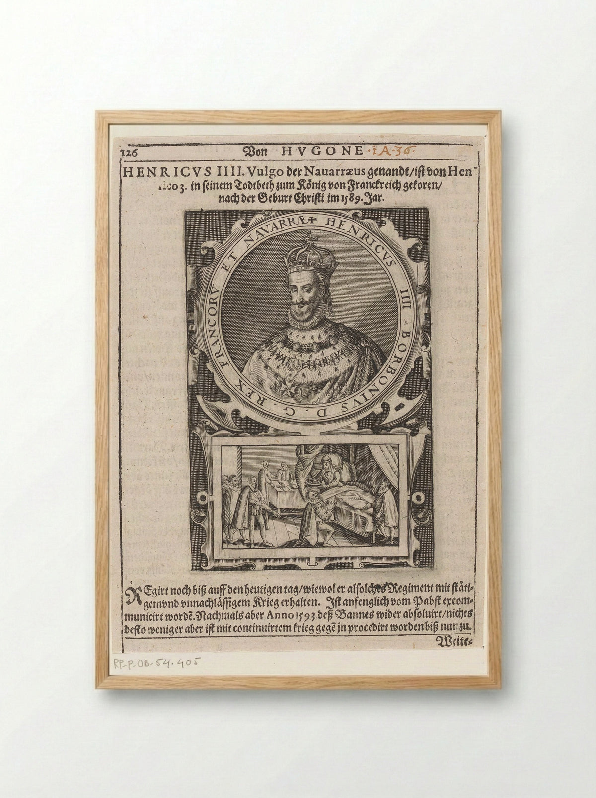 Portret van Hendrik IV, koning van Frankrijk en Navarra - Johann Bussemacher - Framed Print Wood