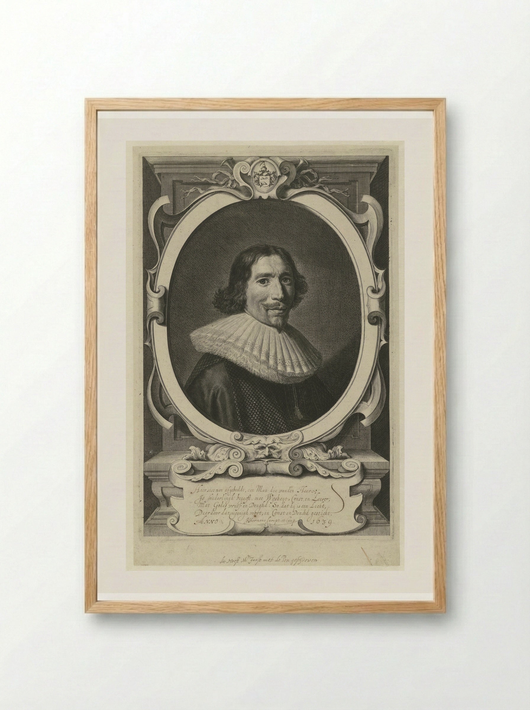 Portret van Hendrik Meurs - Theodor Matham - Framed Print Wood