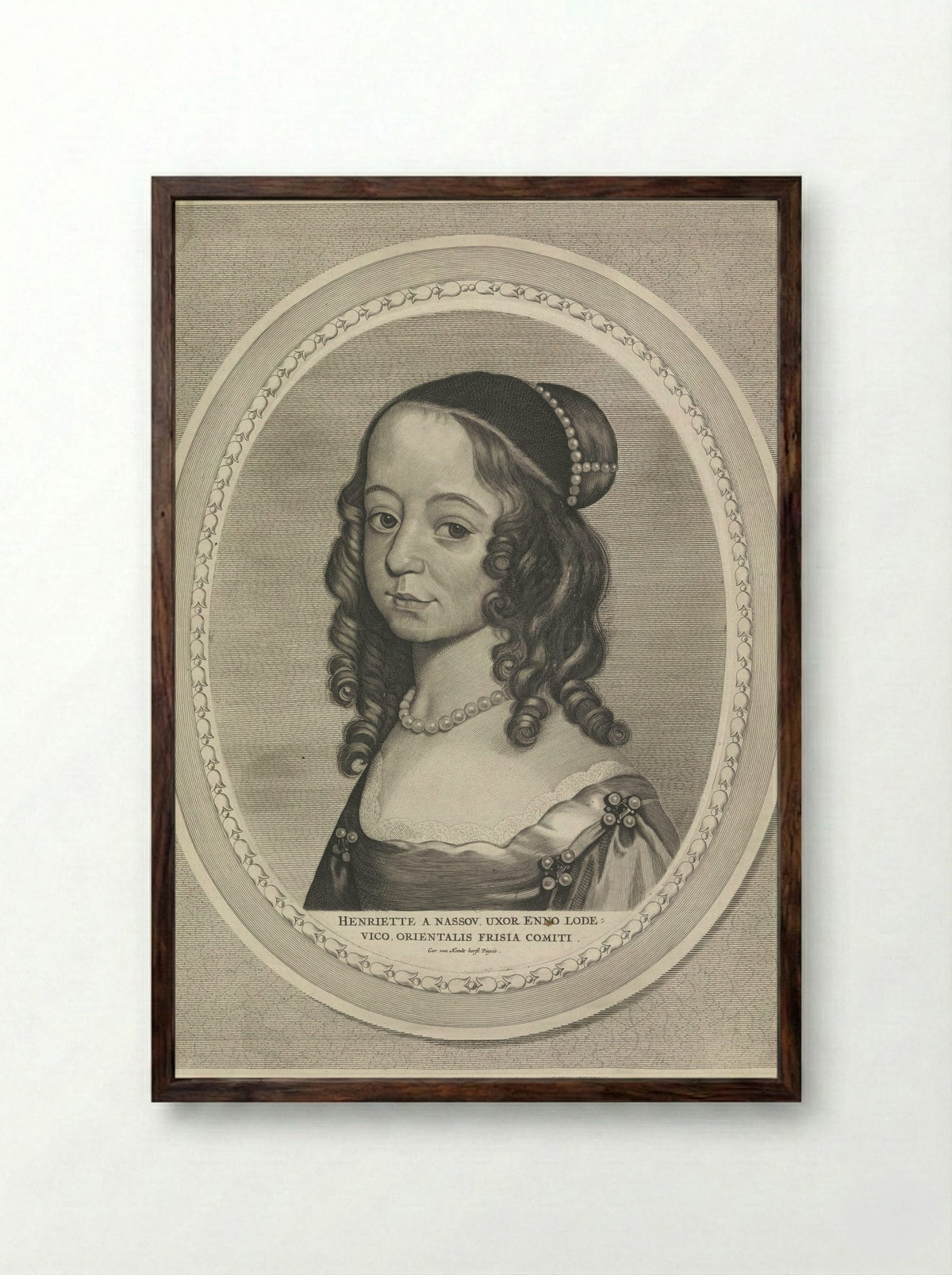 Portret van Henriëtte Catharina, prinses van Oranje - Jan Brouwer - Framed Print Dark Wood