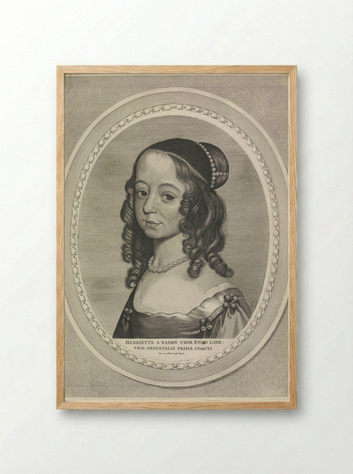 Portret van Henriëtte Catharina, prinses van Oranje - Jan Brouwer - Framed Print Wood