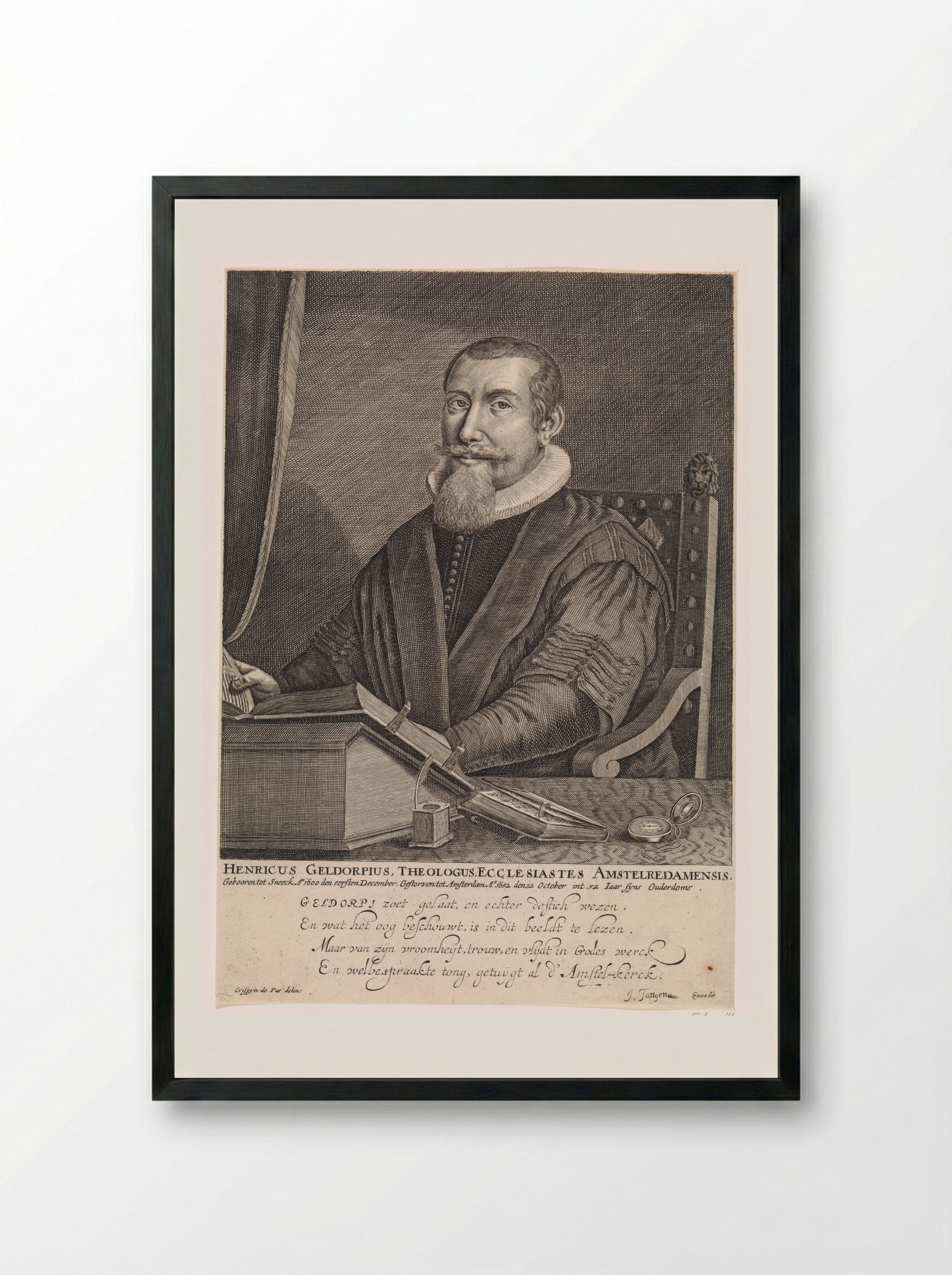 Portret van Henricus Geldorp - Crispijn van de Passe (II) - Framed Print Black