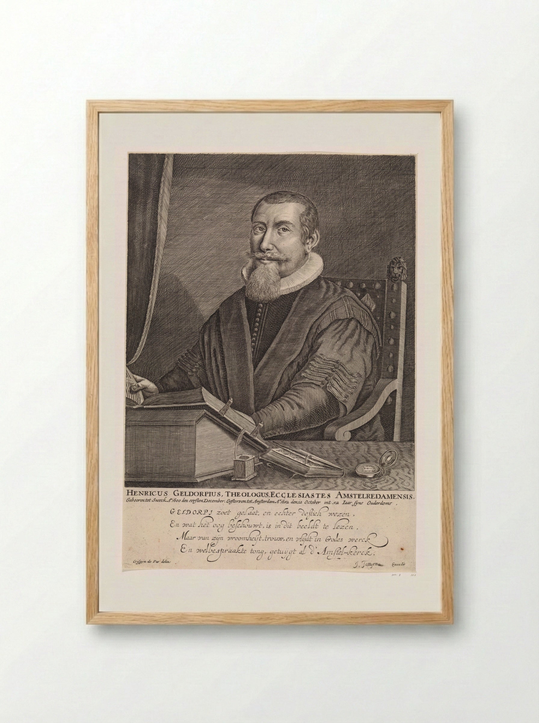 Portret van Henricus Geldorp - Crispijn van de Passe (II) - Framed Print Wood