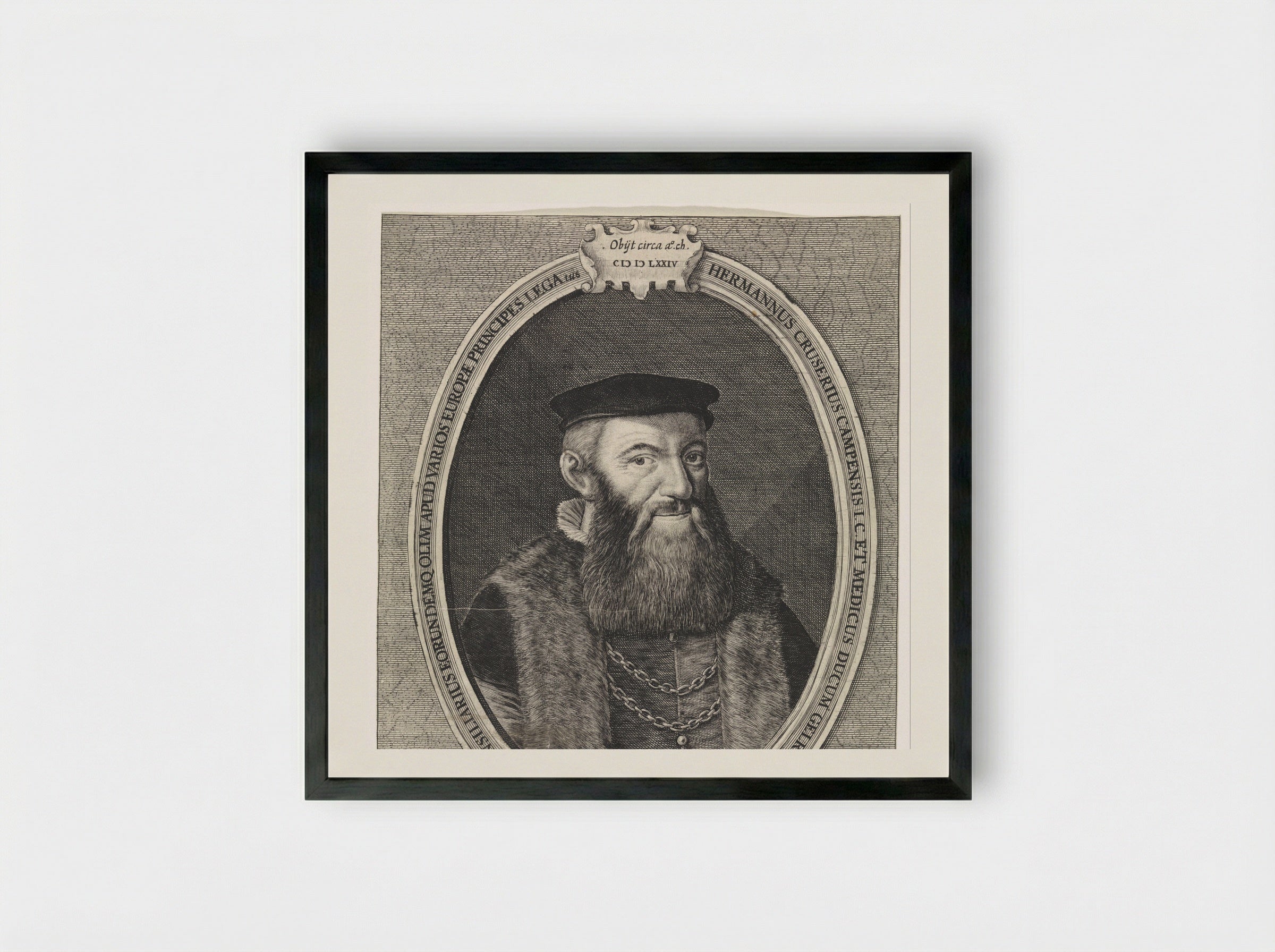 Portret van Herman Cruser - Crispijn van de Passe (II) - Framed Print Black