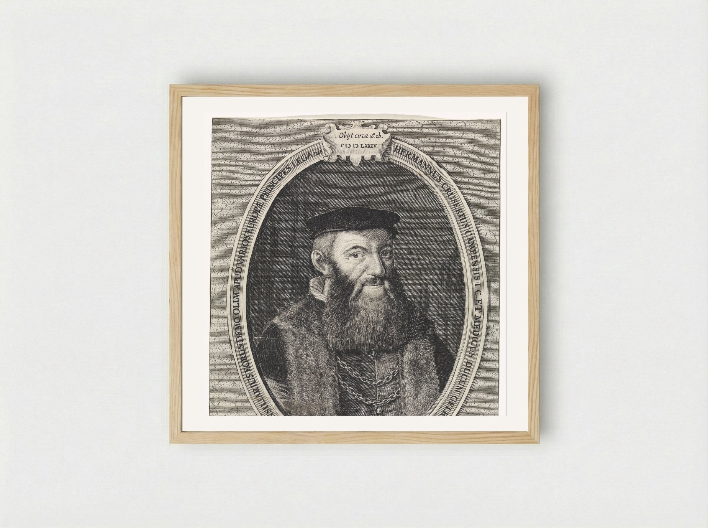 Portret van Herman Cruser - Crispijn van de Passe (II) - Framed Print Wood