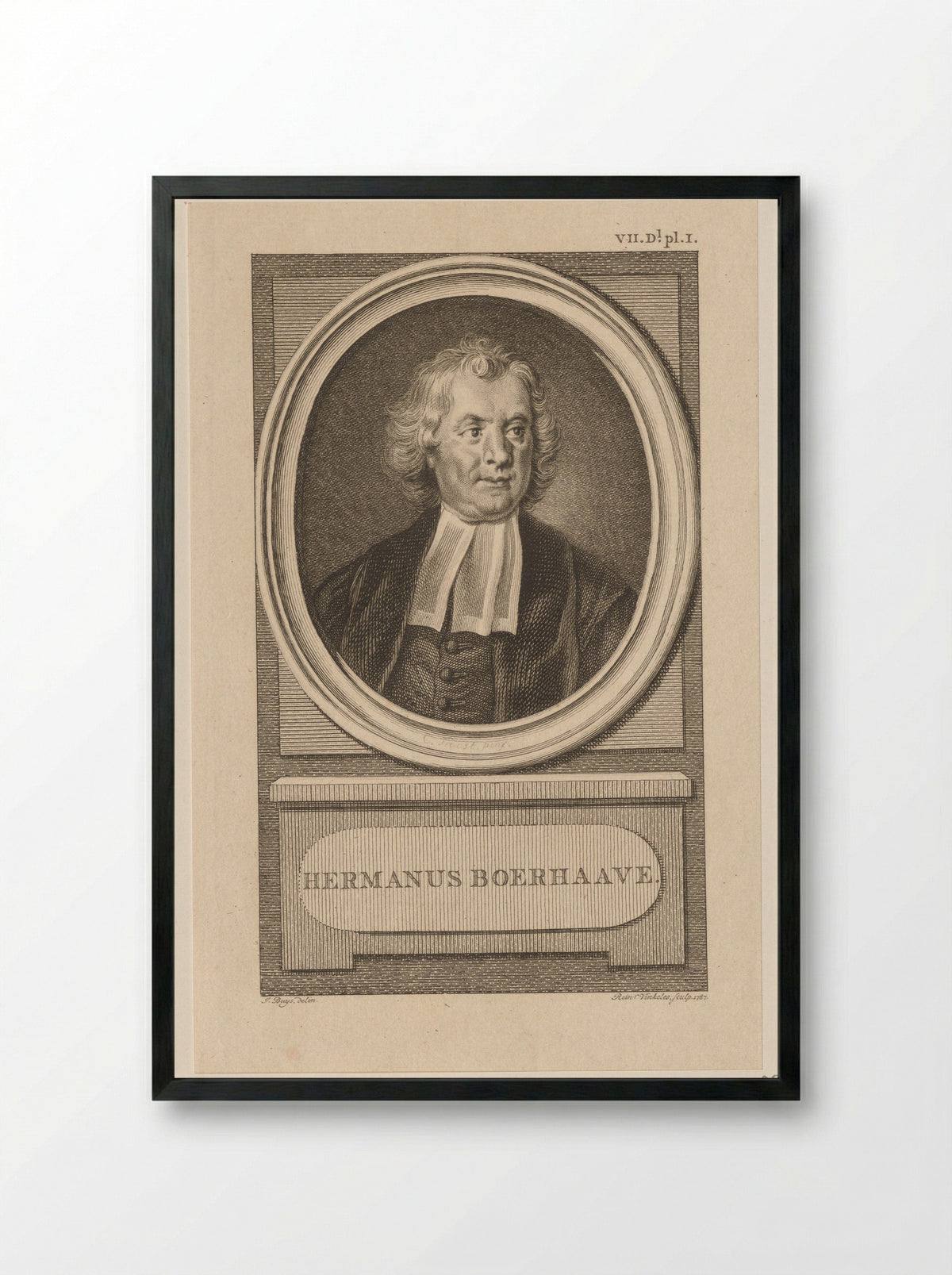 Portret van Hermanus Boerhaave - Reinier Vinkeles - Framed Print Black