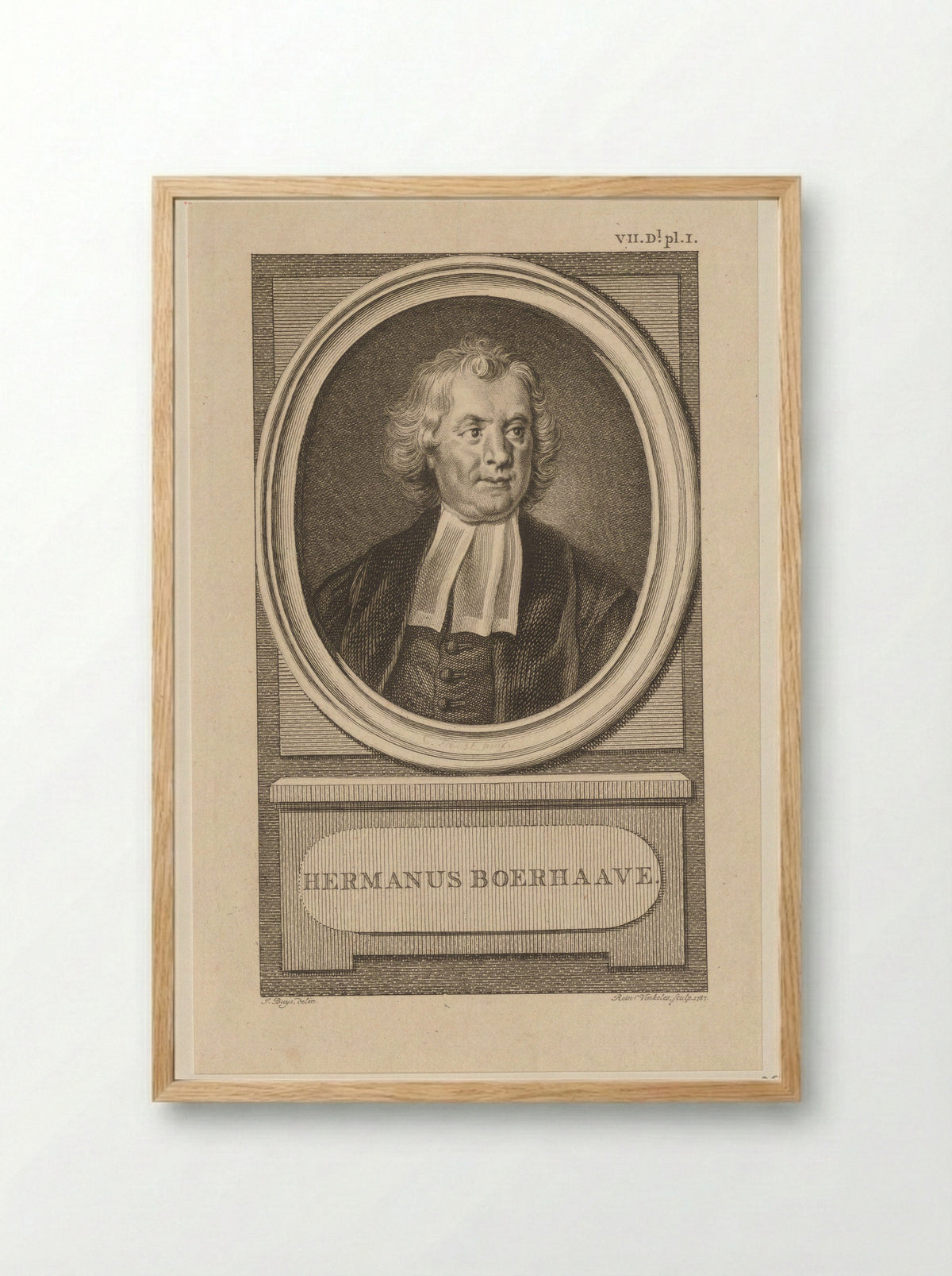 Portret van Hermanus Boerhaave - Reinier Vinkeles - Framed Print Wood