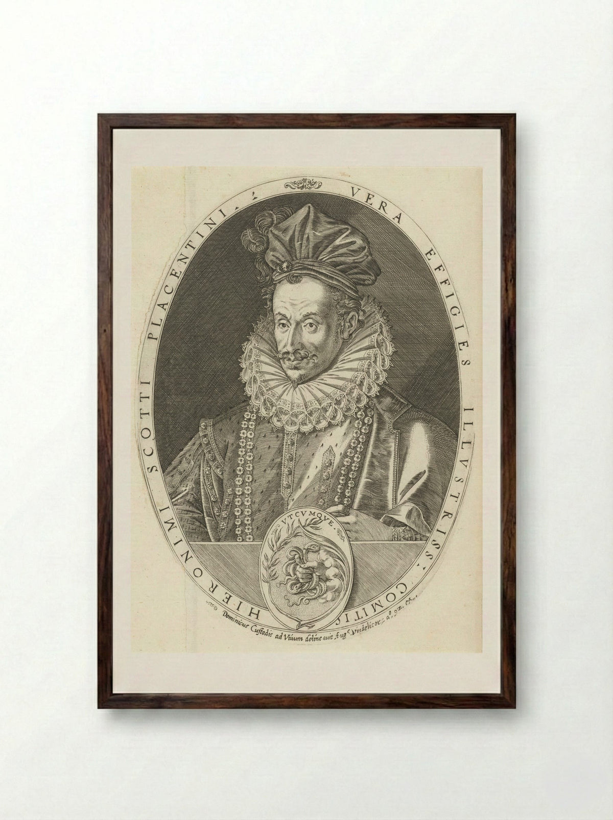 Portret van Hieronymus Scotius - Dominicus Custos - Framed Print Dark Wood