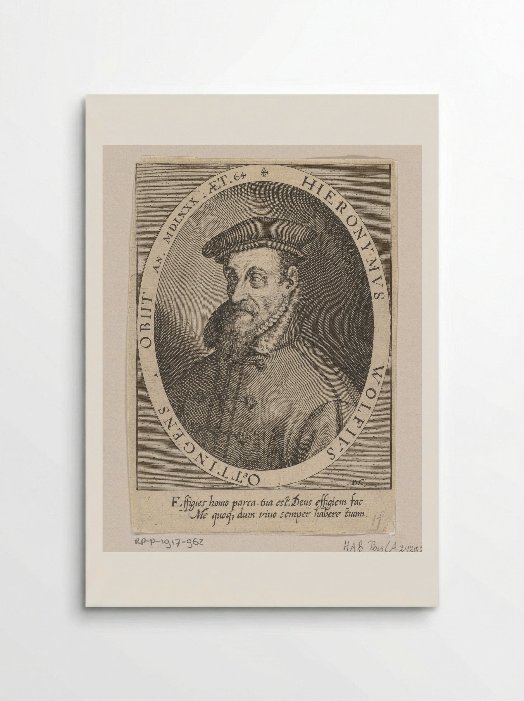 Portret van Hieronymus Wolf op 64-jarige leeftijd - Dominicus Custos - Poster