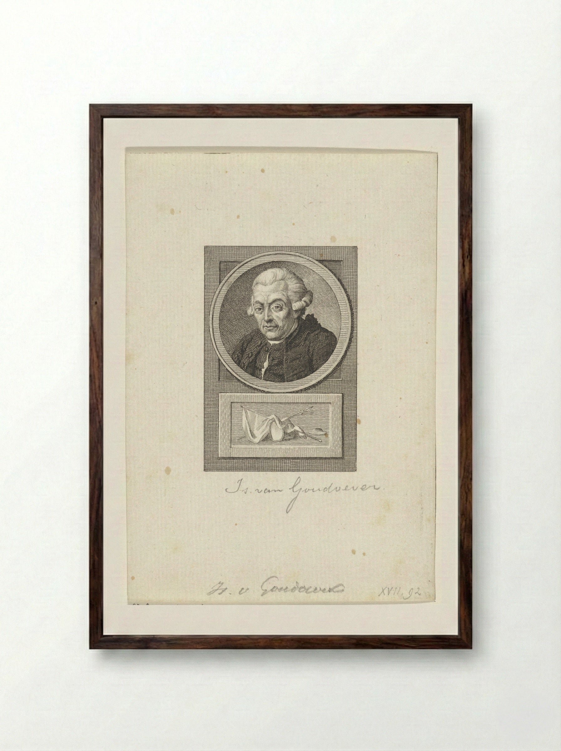 Portret van Isaak van Goudoever - Reinier Vinkeles - Framed Print Dark Wood