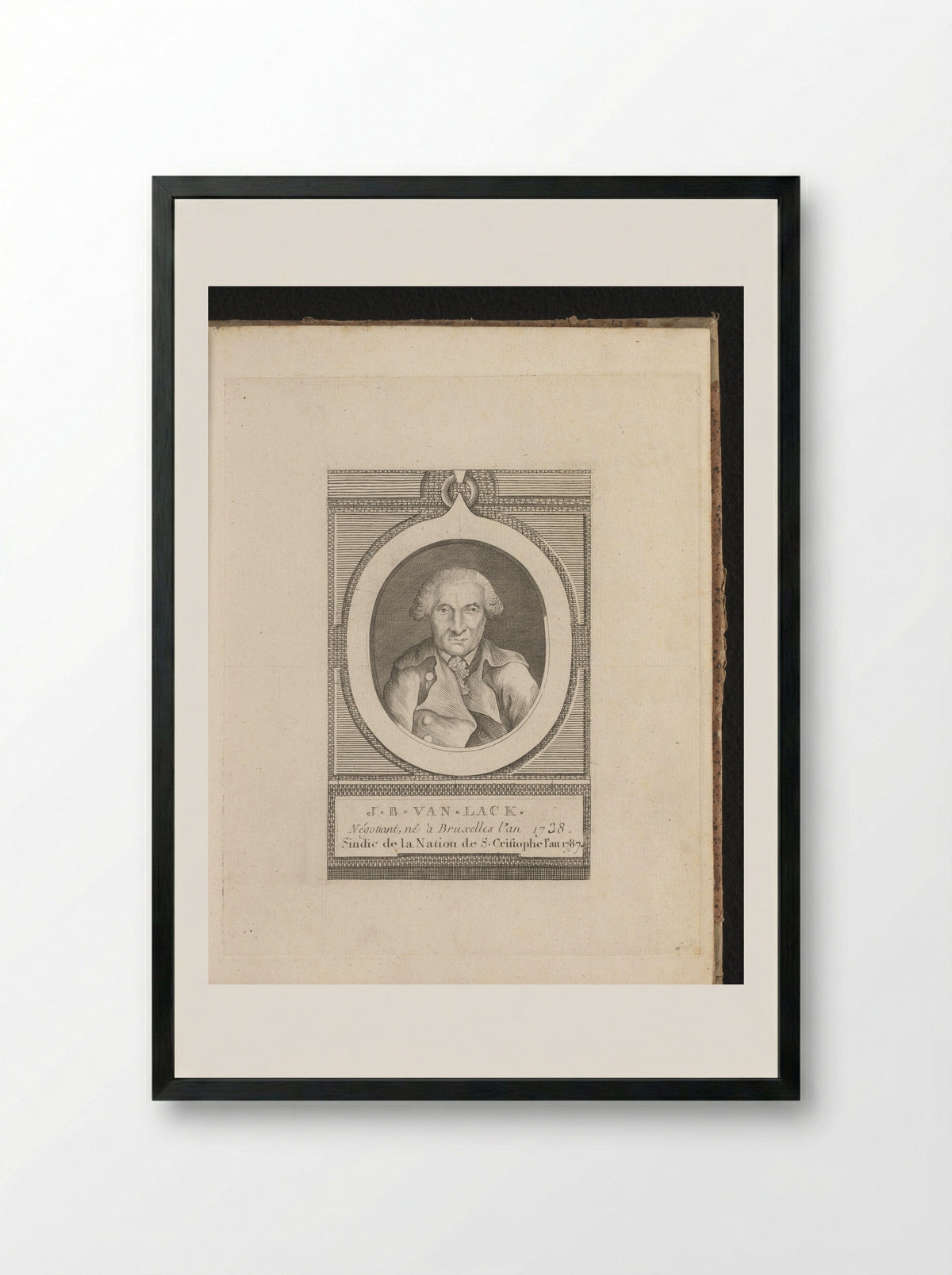 Portret van J.B. van Lack - J.F. De La Rue - Framed Print Black