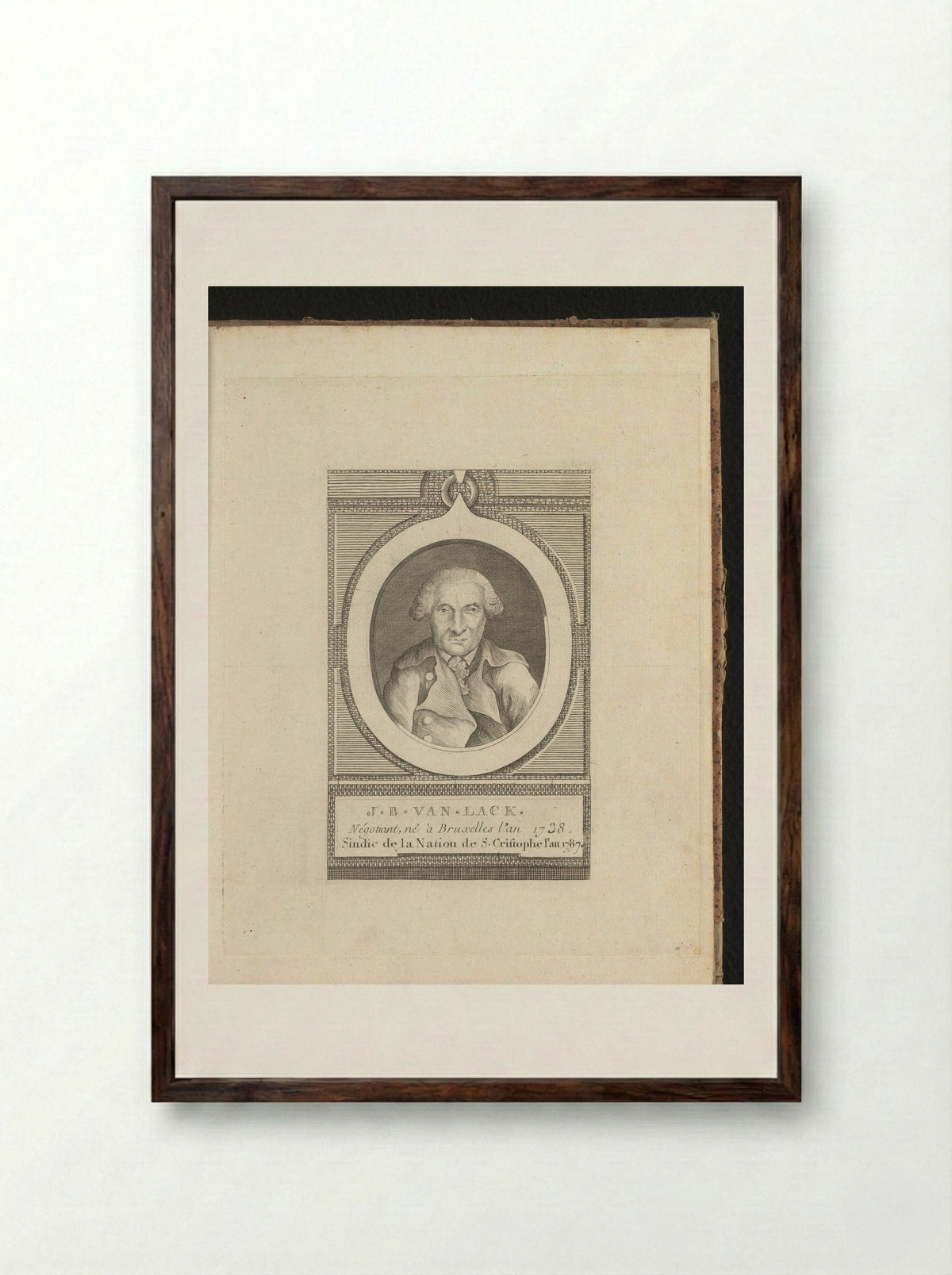 Portret van J.B. van Lack - J.F. De La Rue - Framed Print Dark Wood